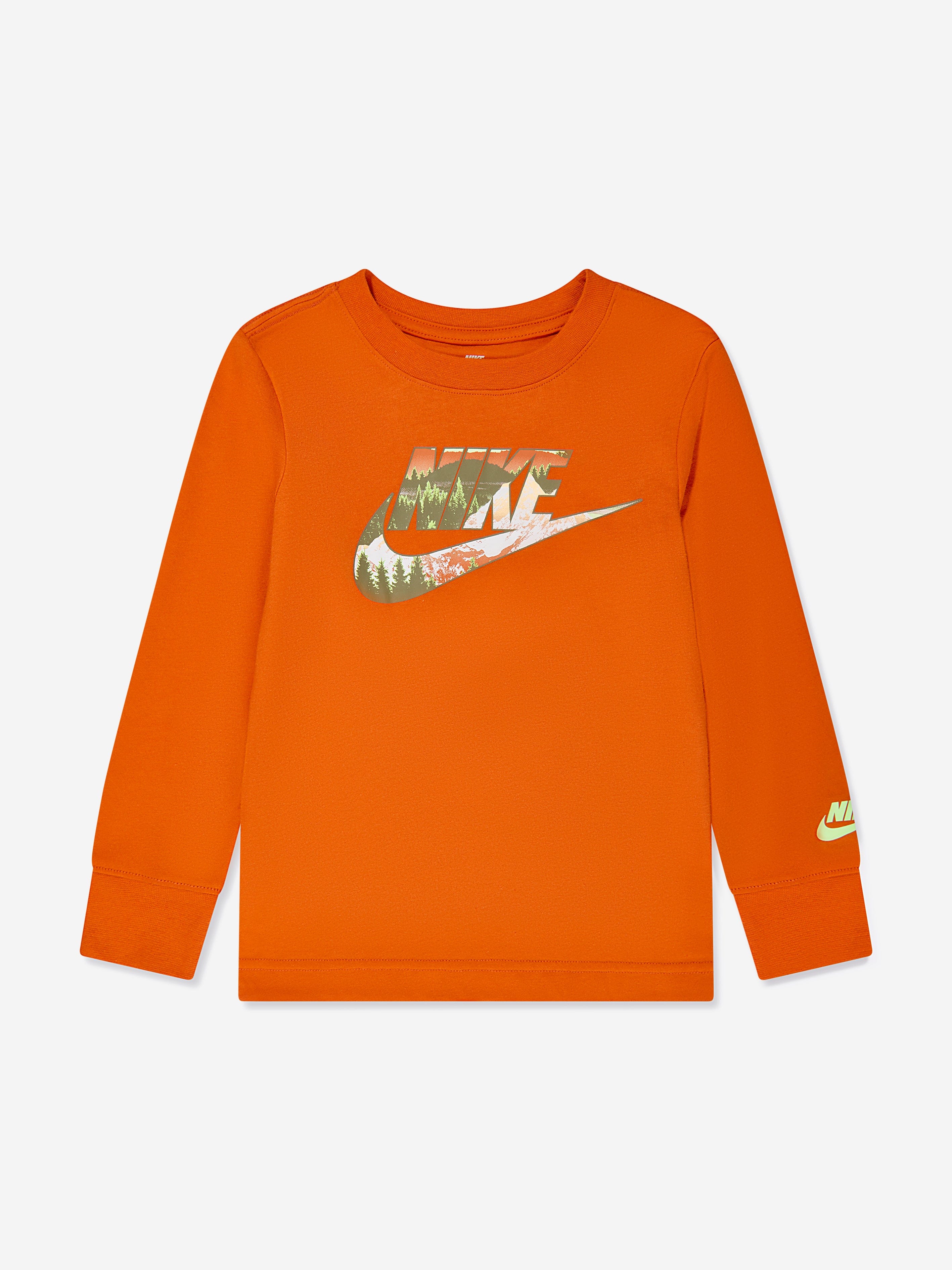 Nike Boys Snowscape AOP Fill T-Shirt in Orange