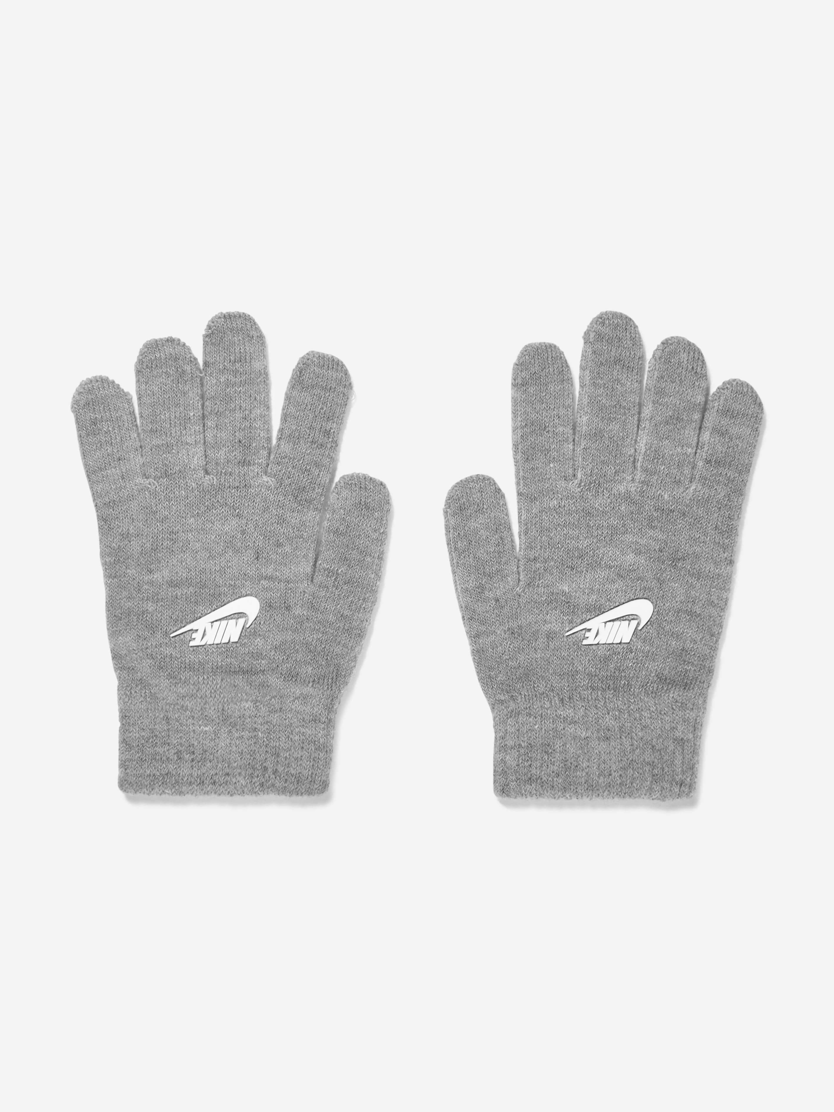 Nike Boys Swoosh Pom Beanie and Glove Set in Grey