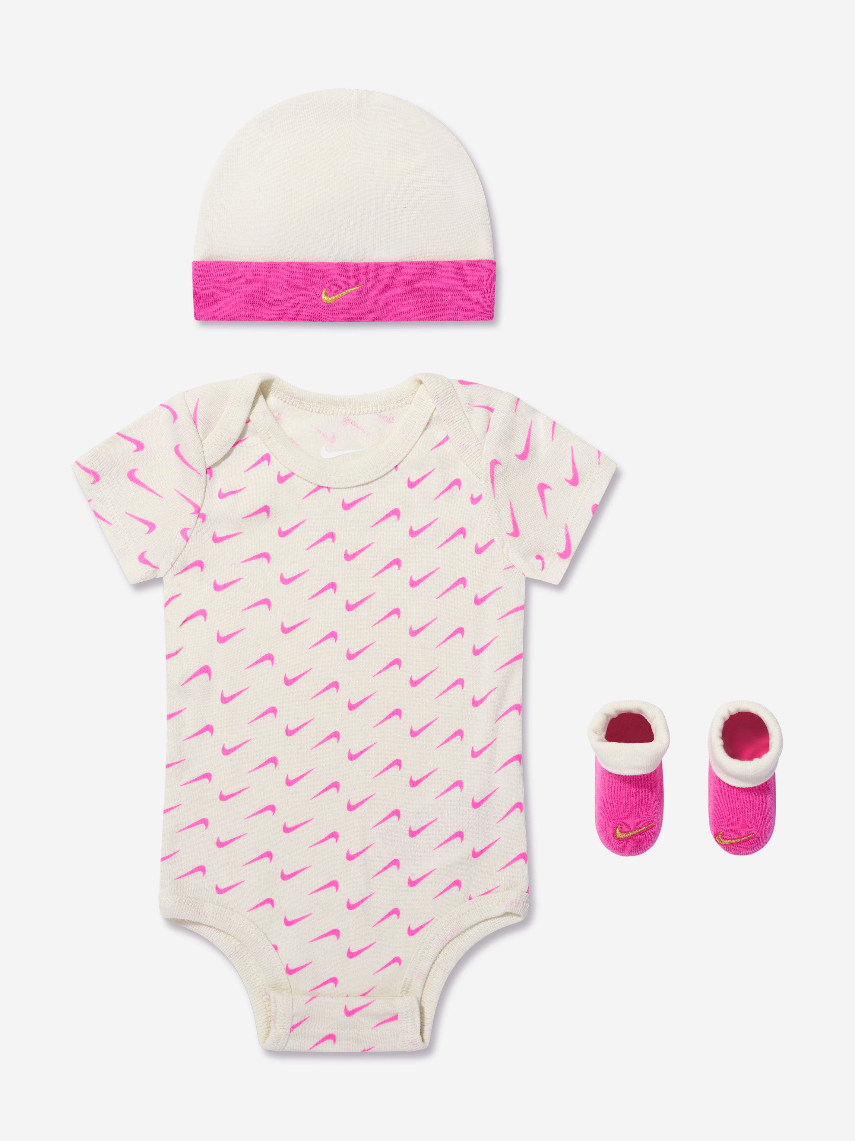 Nike Baby Girls Swoosh Essentials Bodysuit Set in Ivory