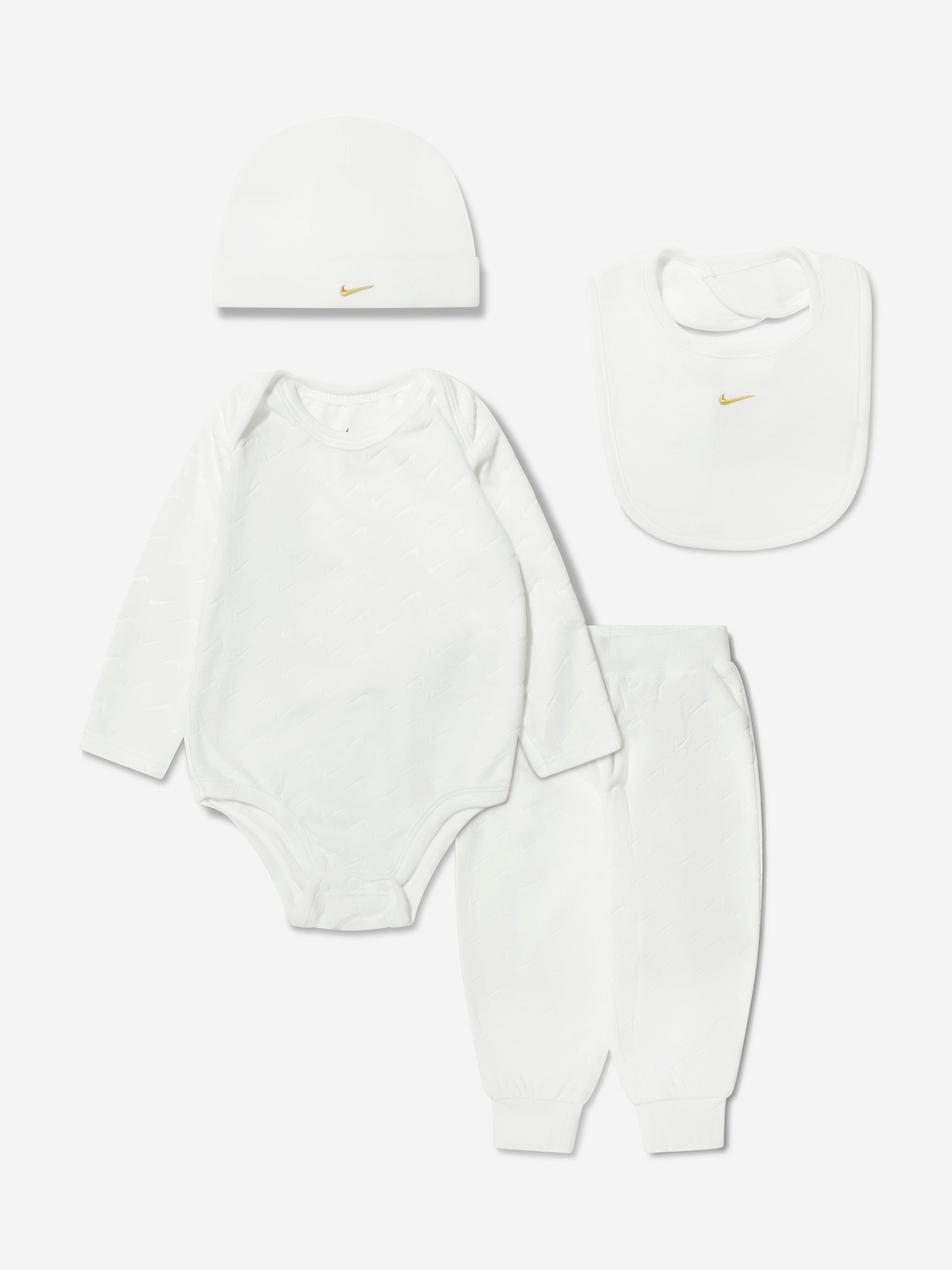 Nike Baby 4 Piece Velour Embossed Swoosh Set in Ivory