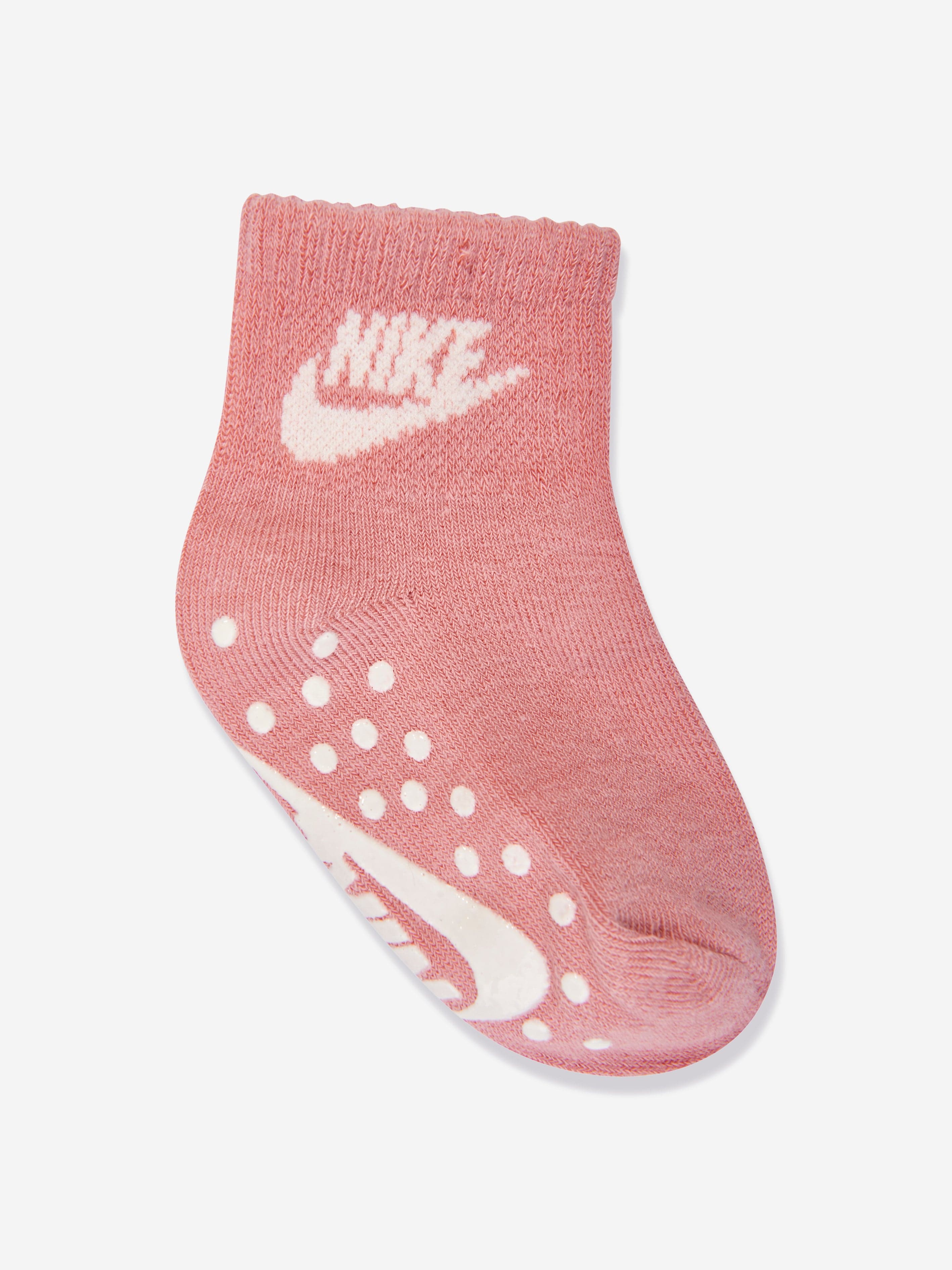 Nike Baby Girls 3 Pack Infant Grip Socks Set in Pink