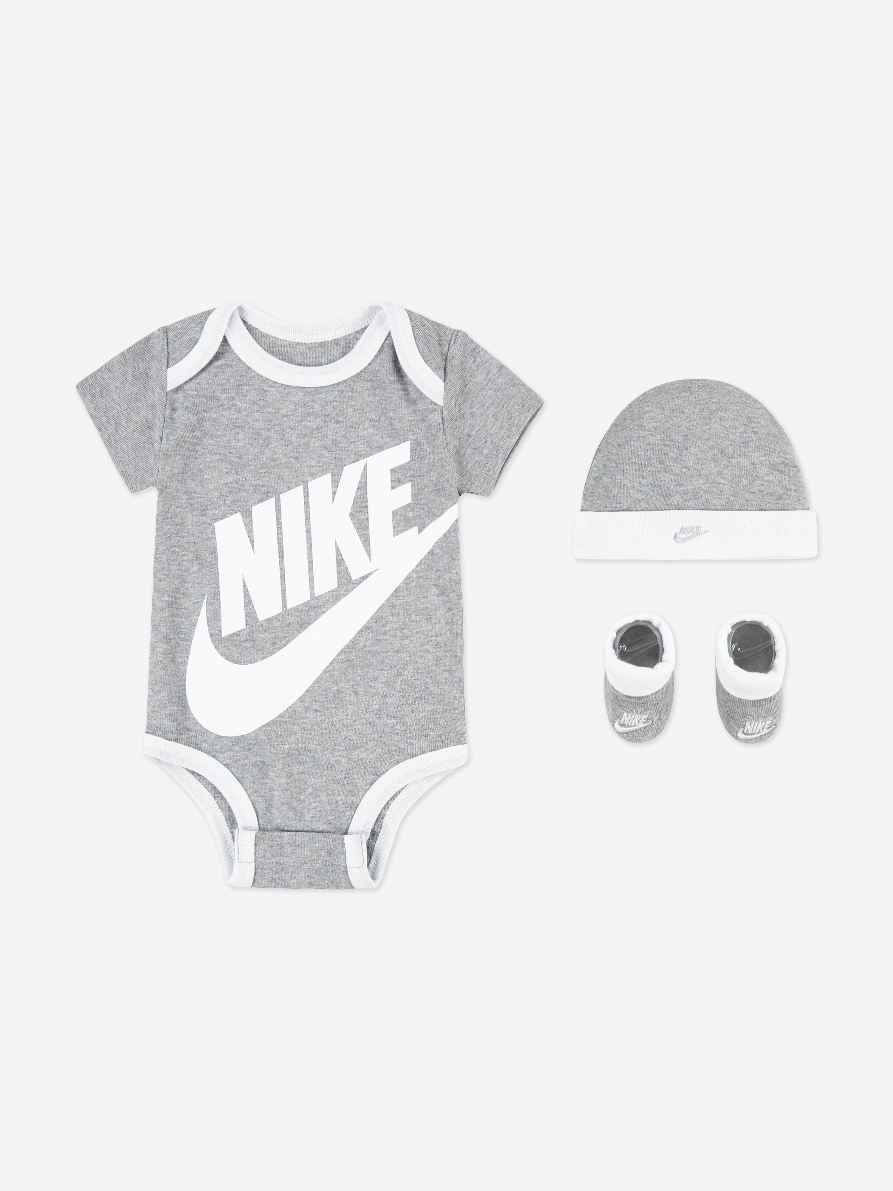 Nike Baby Boys Futura Logo Box Bodysuit Set in Grey
