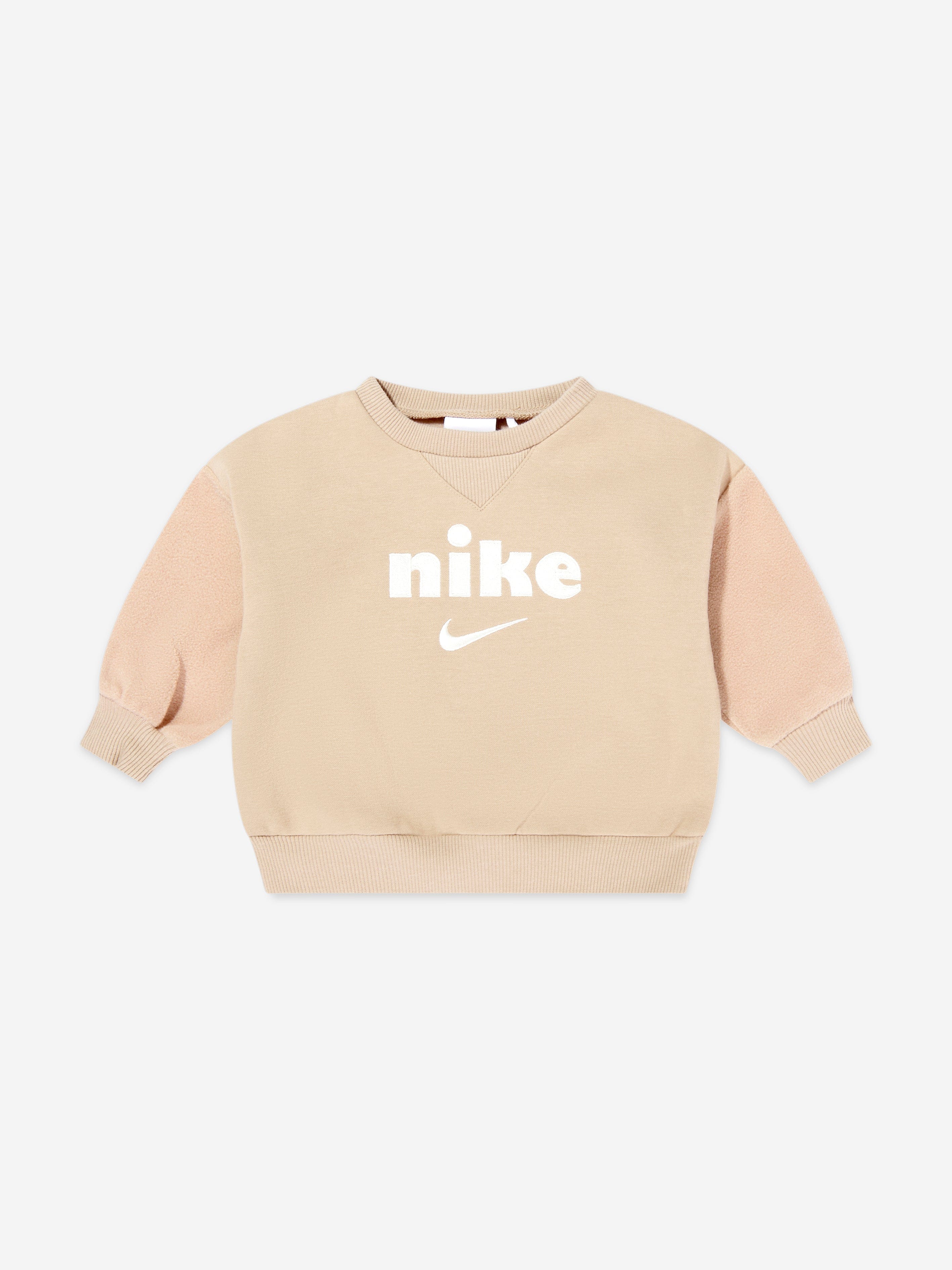 Nike Kids Logo Fleece Tracksuit in Beige