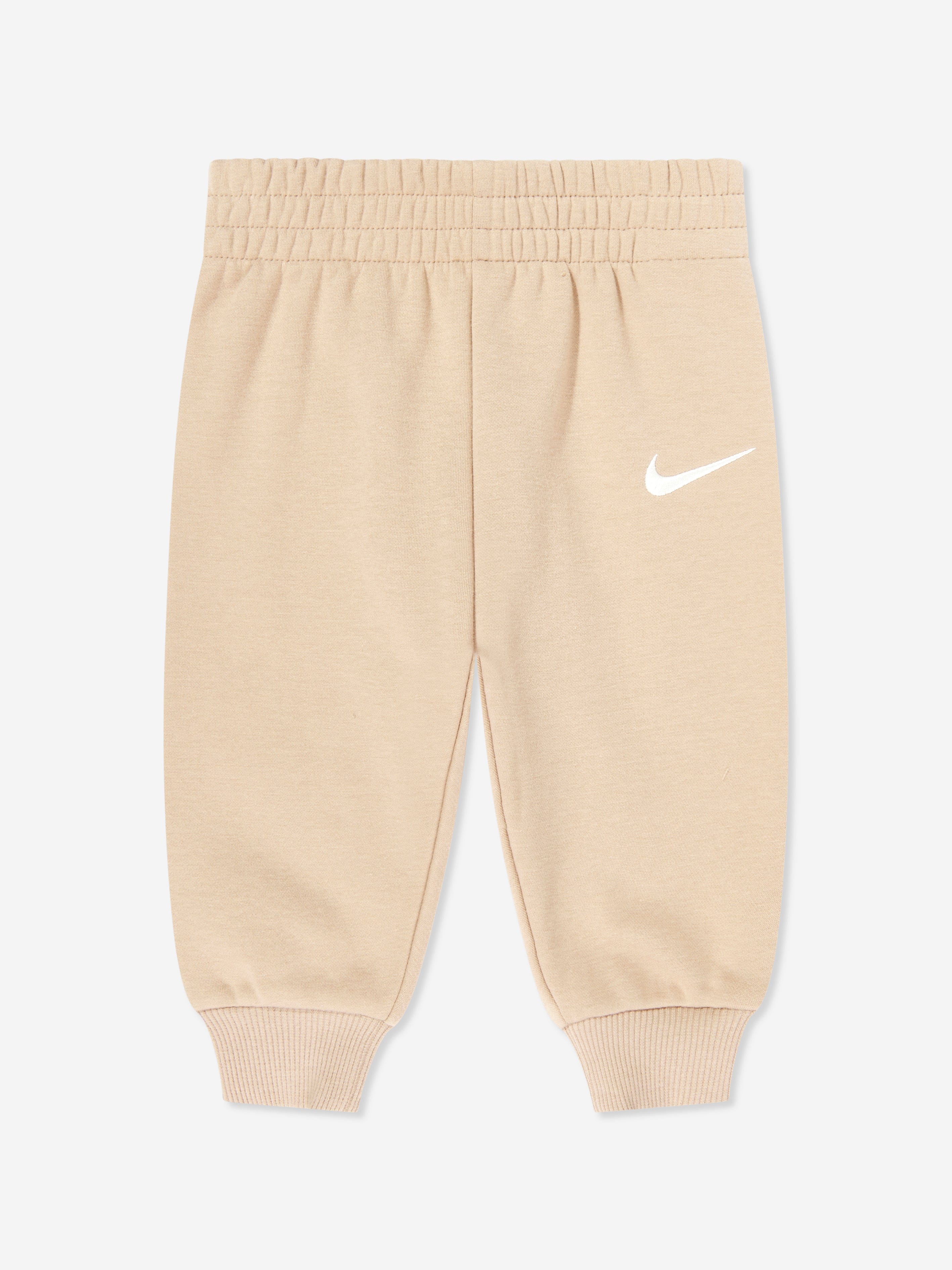 Nike Kids Logo Fleece Tracksuit in Beige