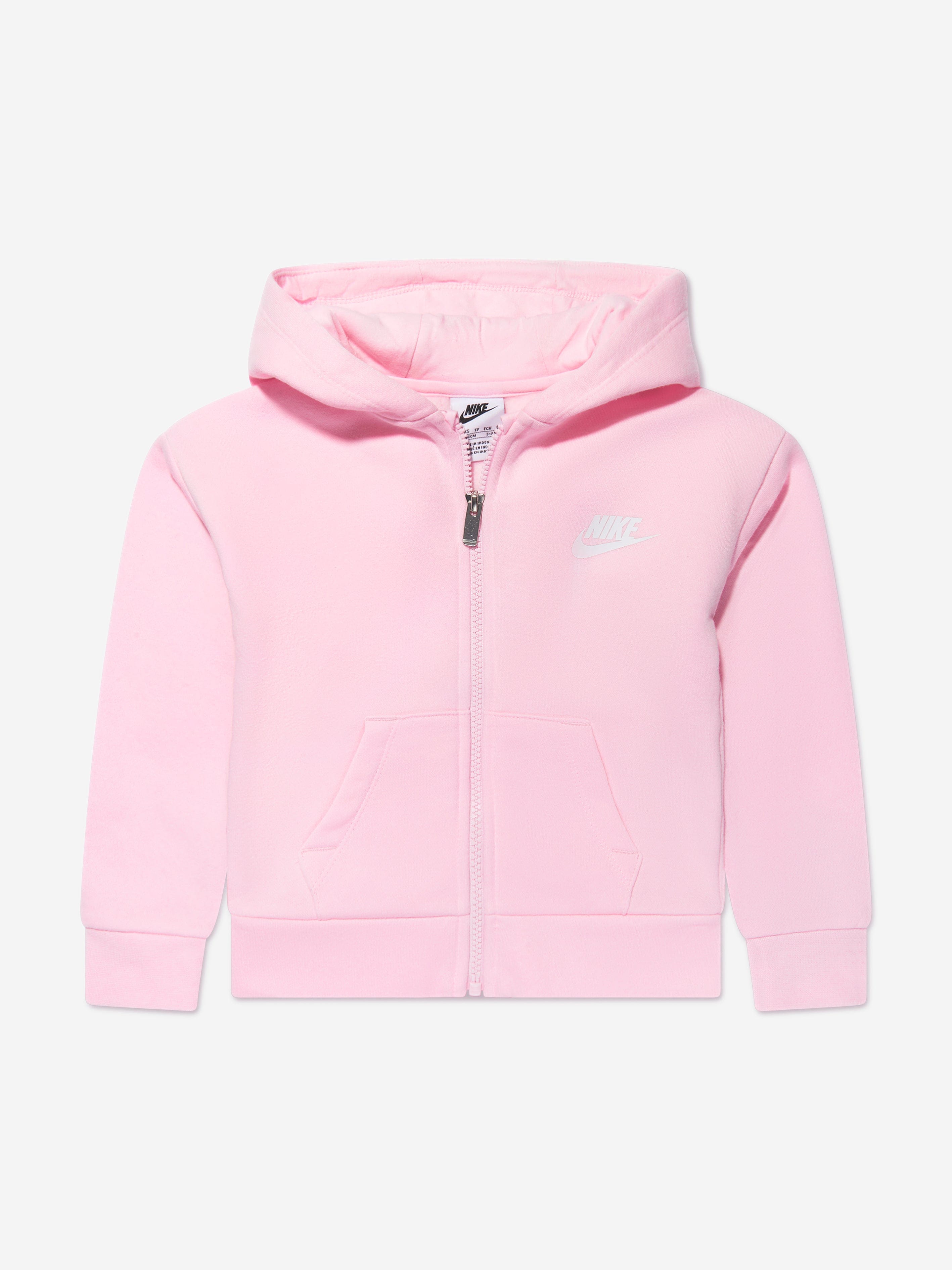 Nike Girls Zip Up Hoodie And Shorts Set in Pink