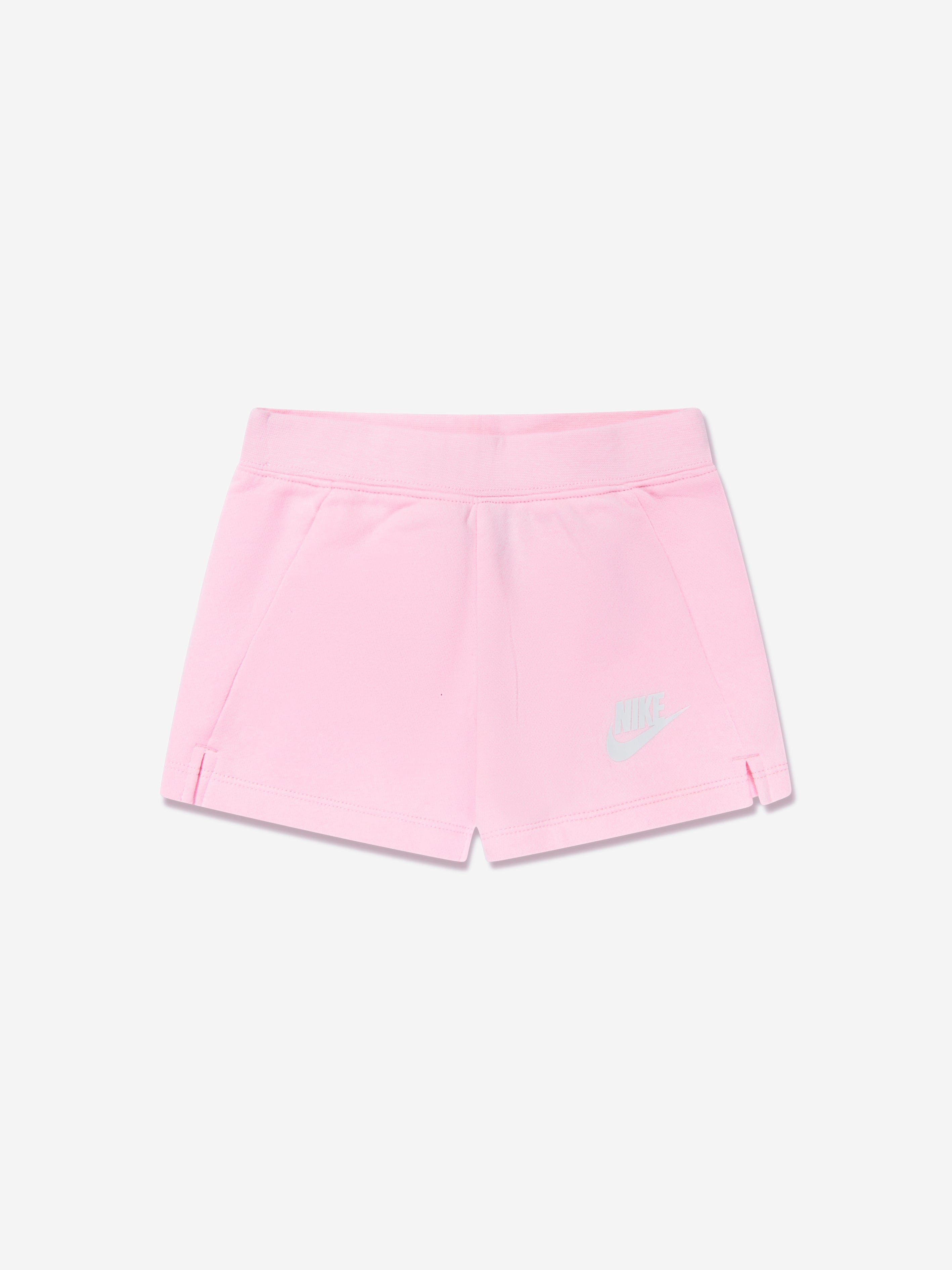 Nike Girls Zip Up Hoodie And Shorts Set in Pink