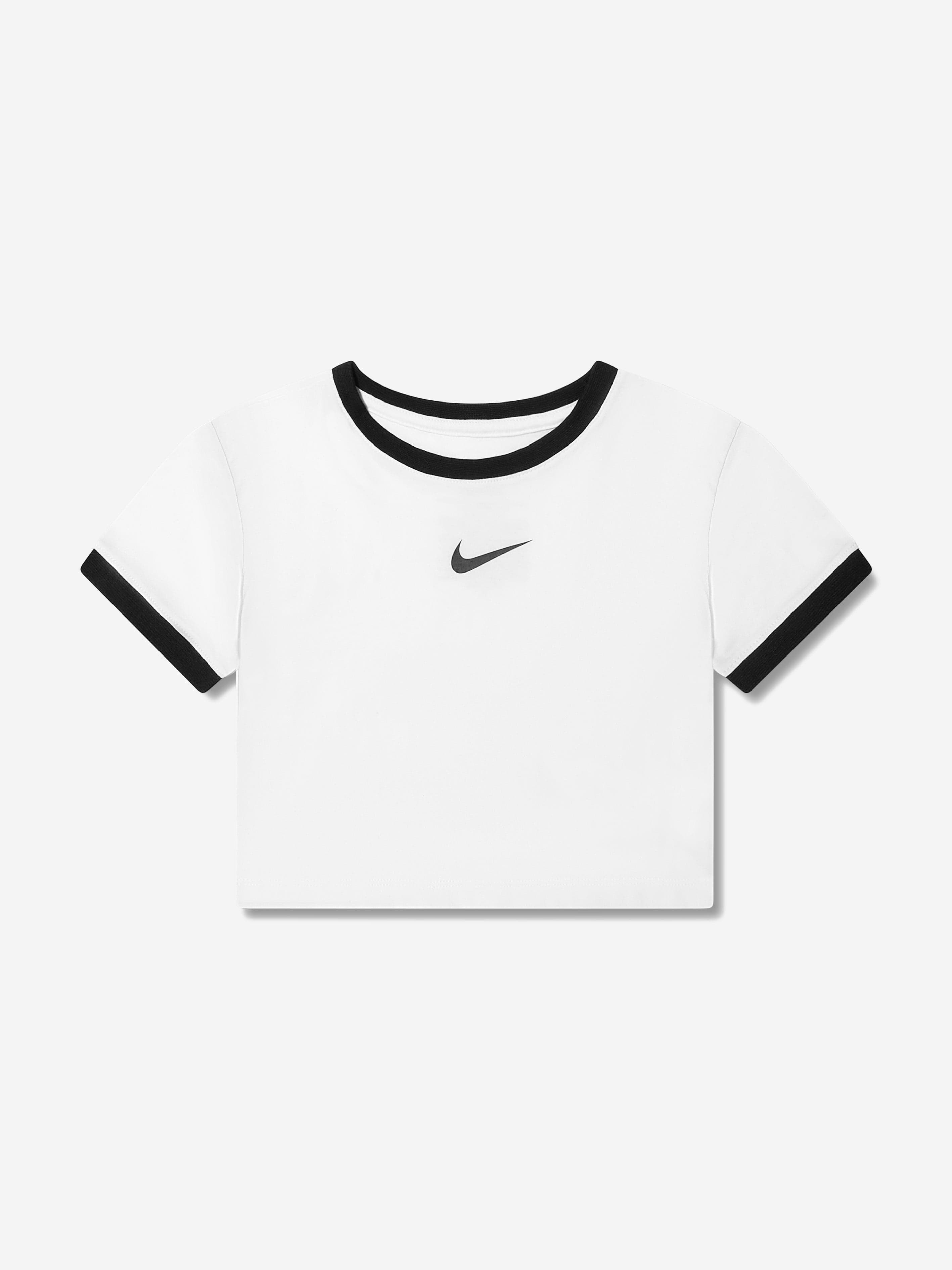 Nike Girls Swoosh Ringer T-Shirt in White