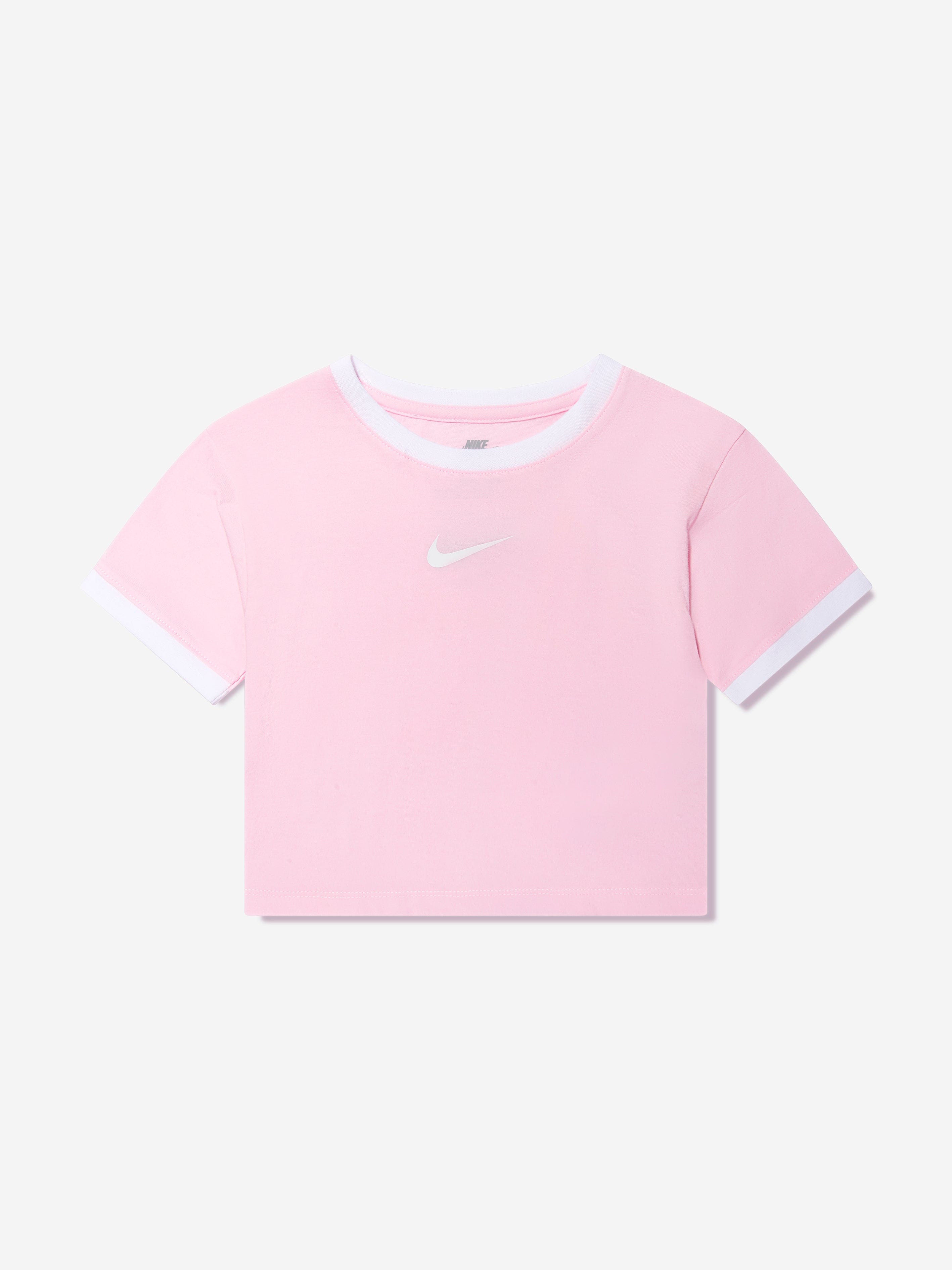 Nike Girls Swoosh Ringer T-Shirt in Pink