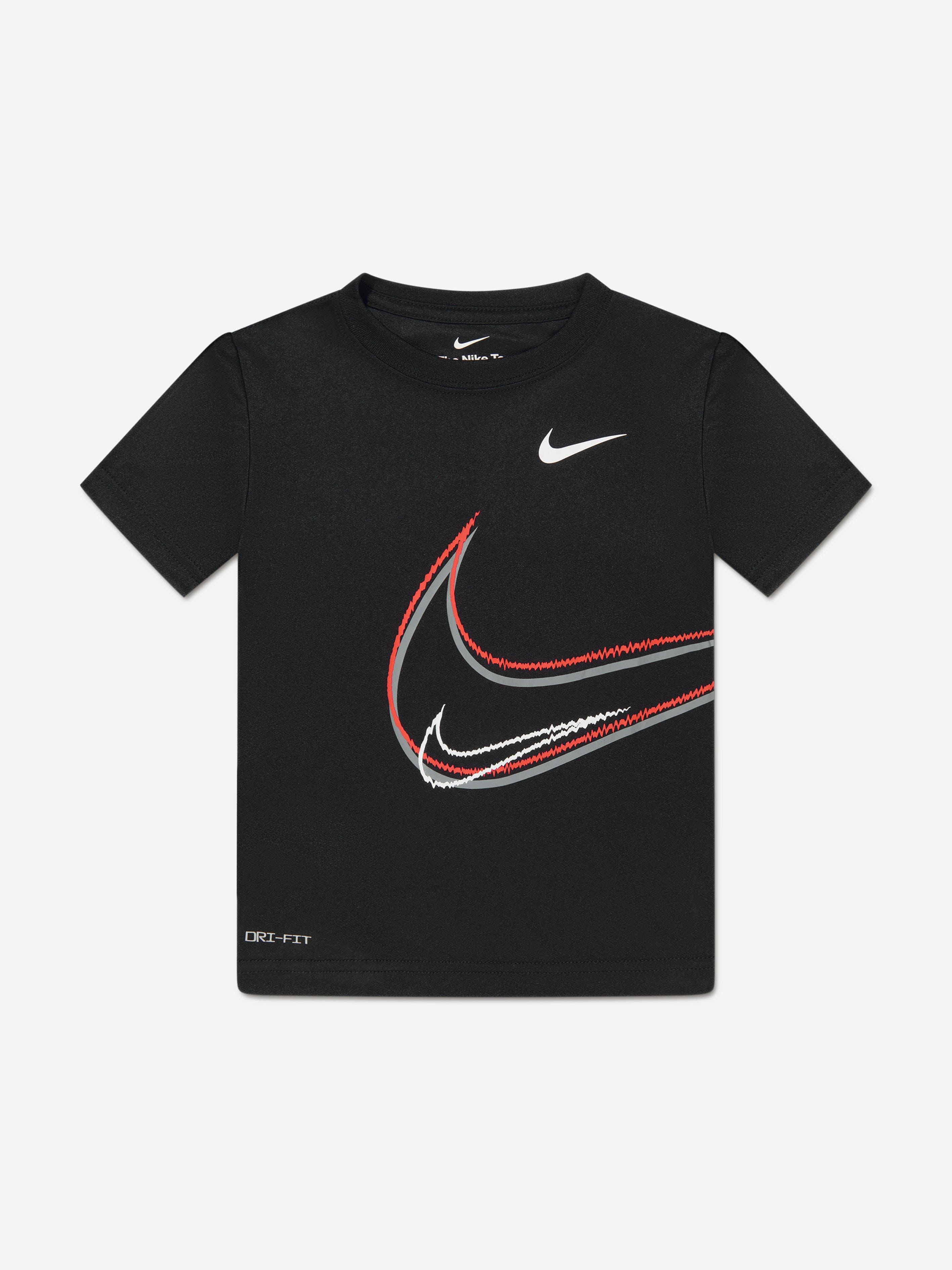 Nike Boys Swoosh Distortion T-Shirt in Black