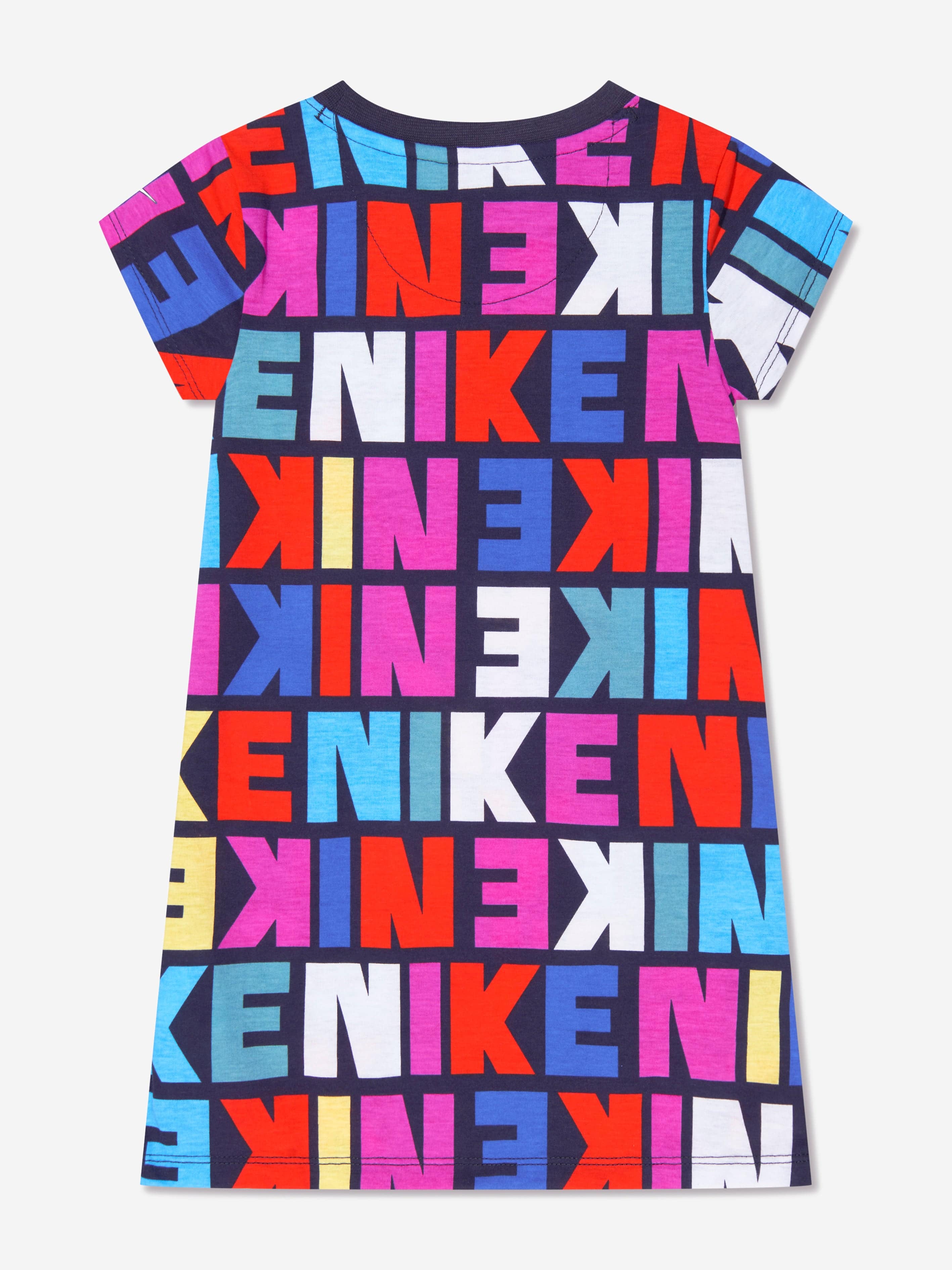 Nike Girls Block Logo T-Shirt Dress in Navy