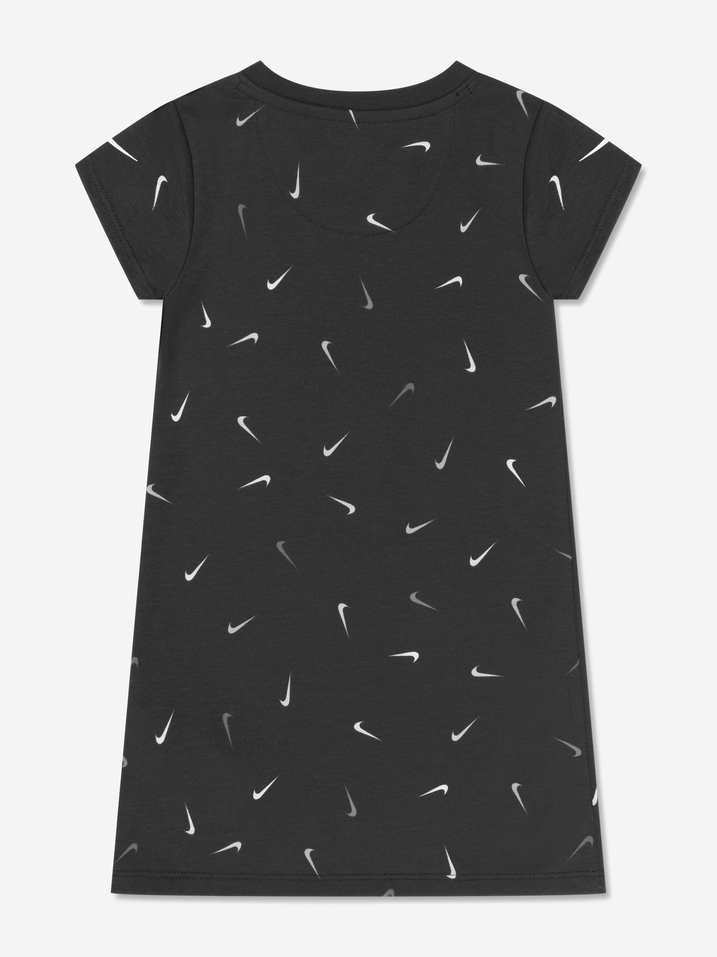 Nike Girls Swoosh Printed T-Shirt Dress in Black