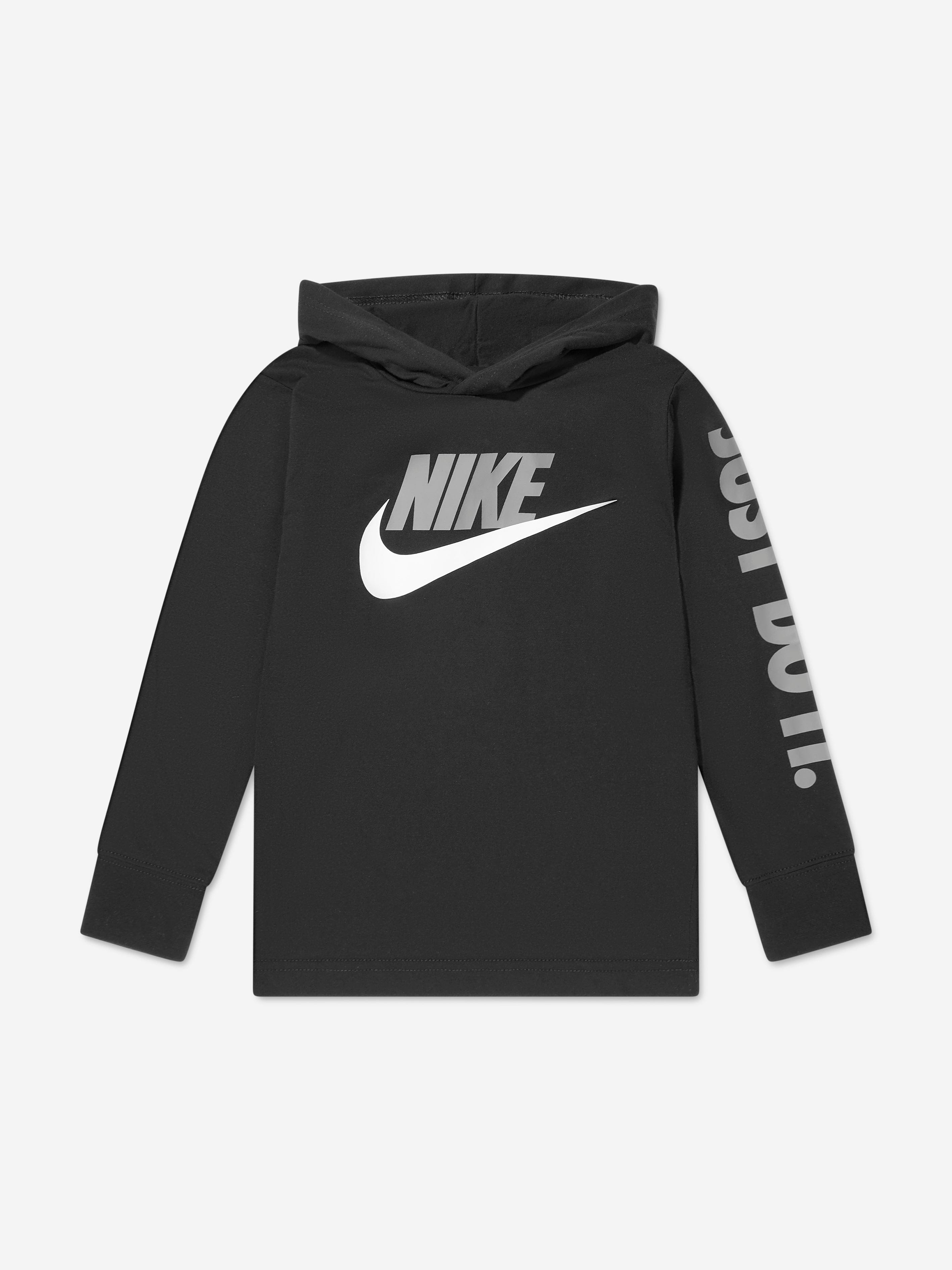 Nike Boys NSW Futura Long Sleeve Hoodie in Black