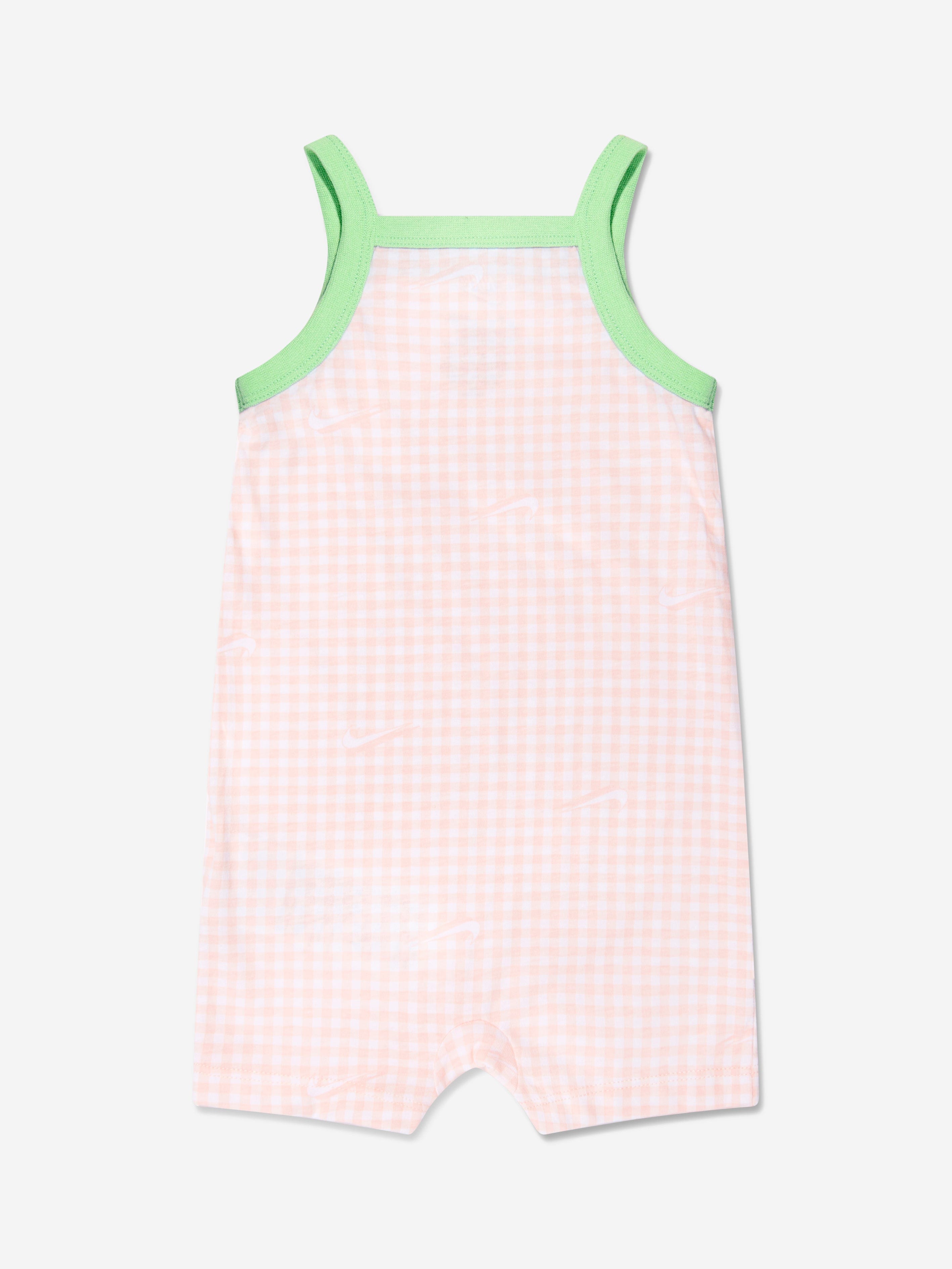 Nike Baby Girls Gingham Romper in Pink