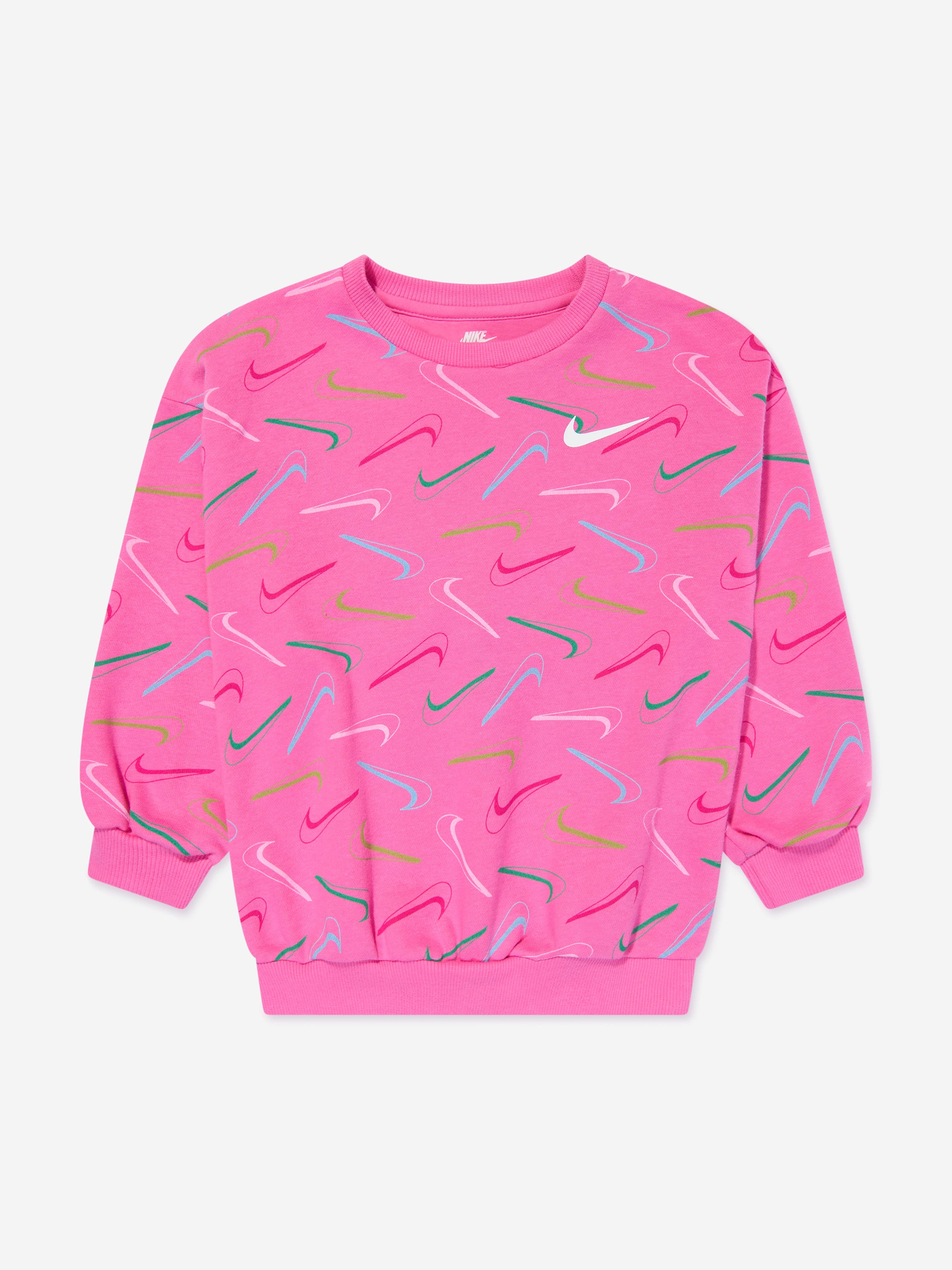 Nike Girls Swoosh Logo Sweatshirt in Pink