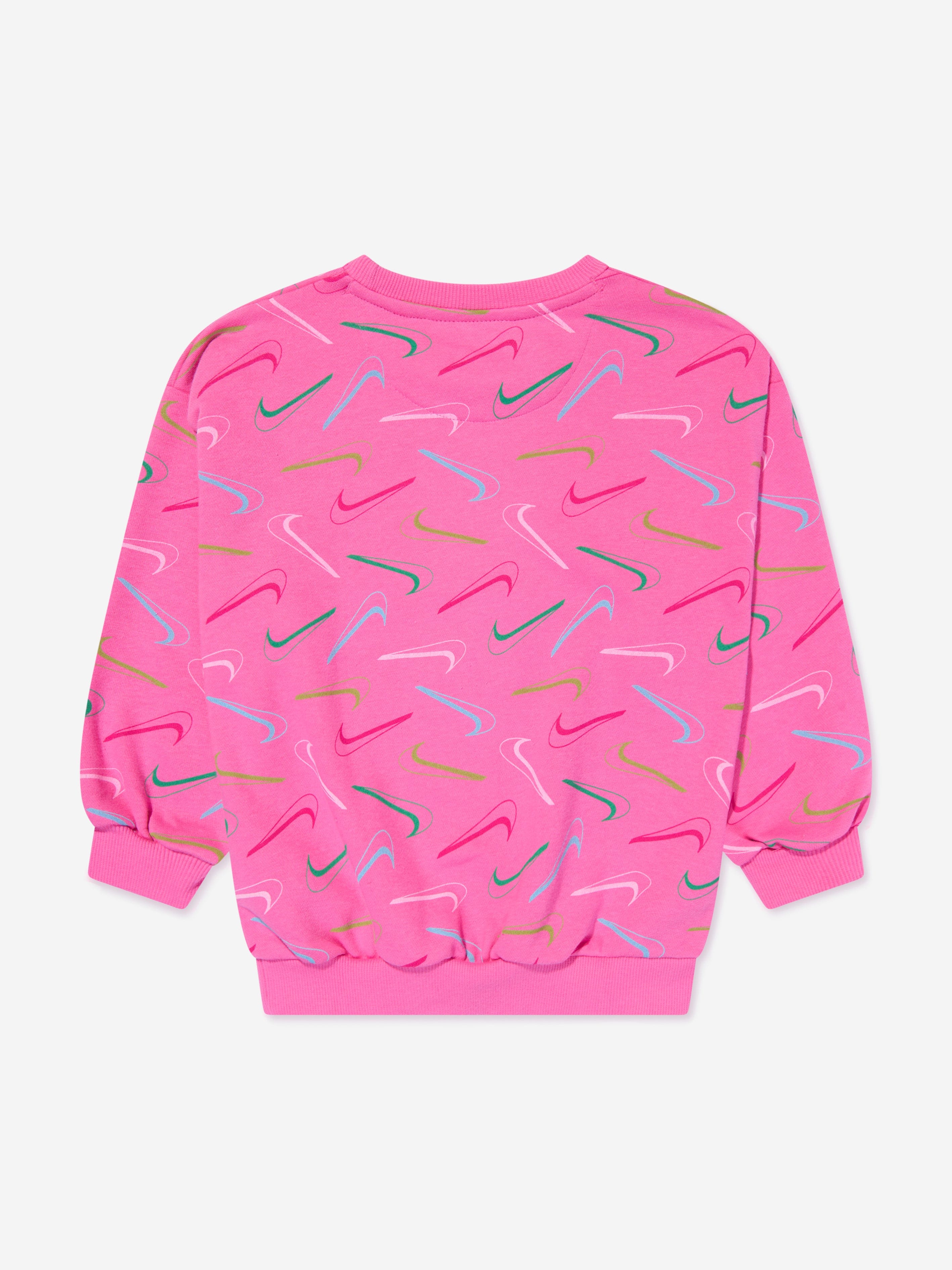 Nike Girls Swoosh Logo Sweatshirt in Pink