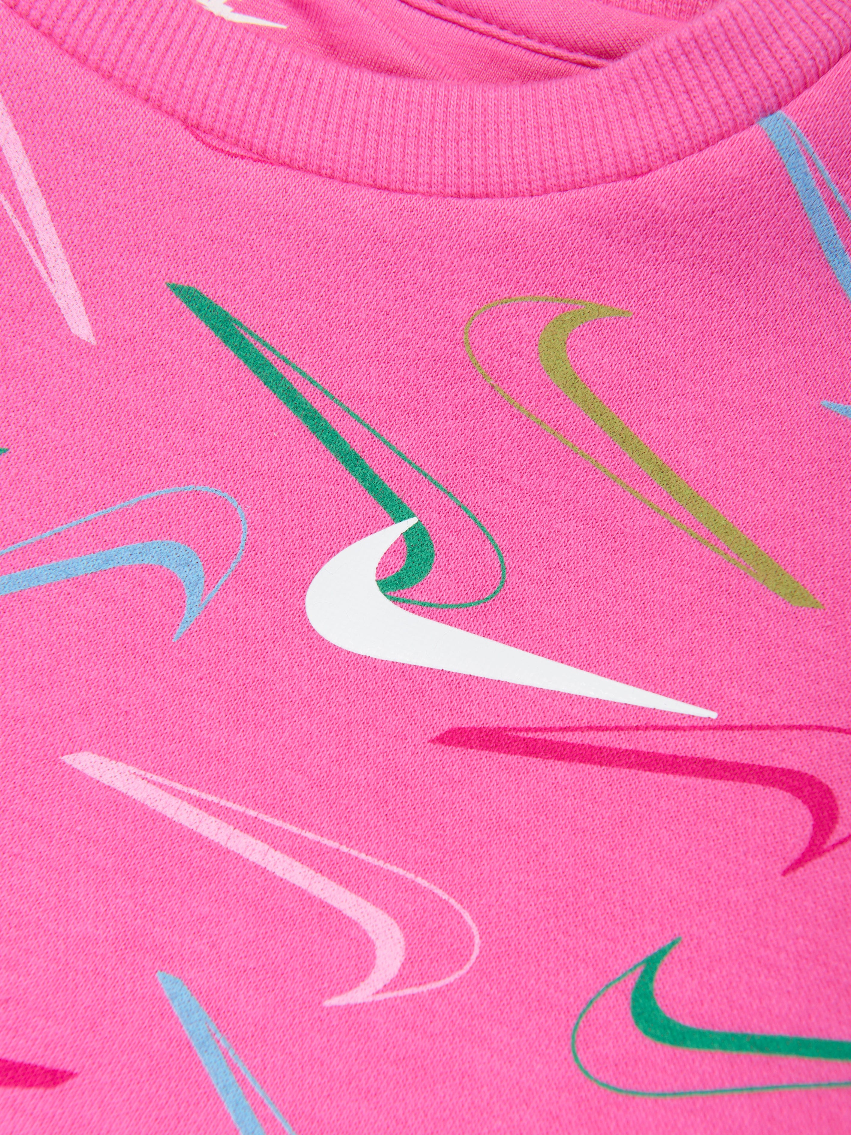 Nike Girls Swoosh Logo Sweatshirt in Pink