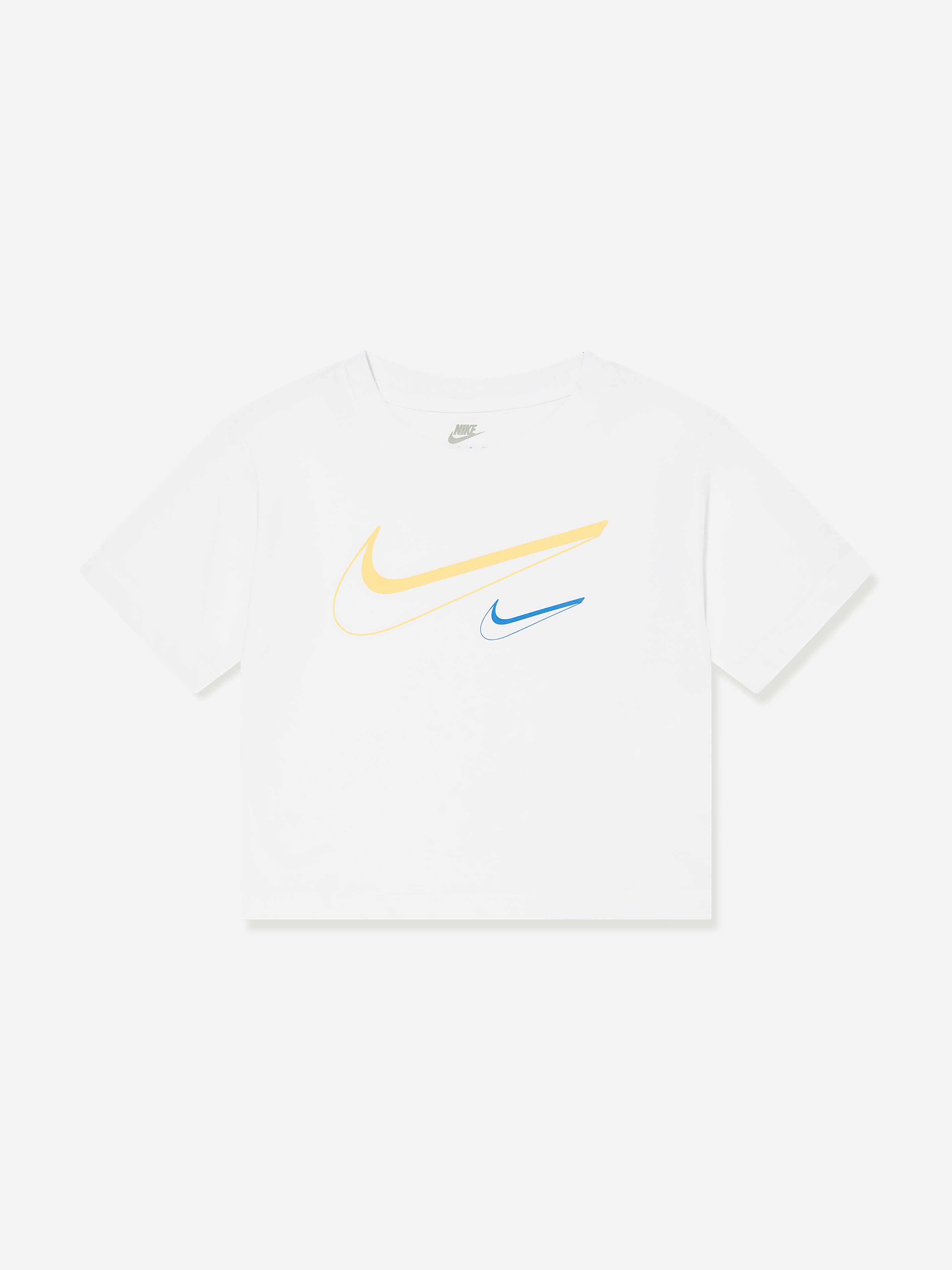 Nike Girls Swoosh Logo Boxy T-Shirt in White