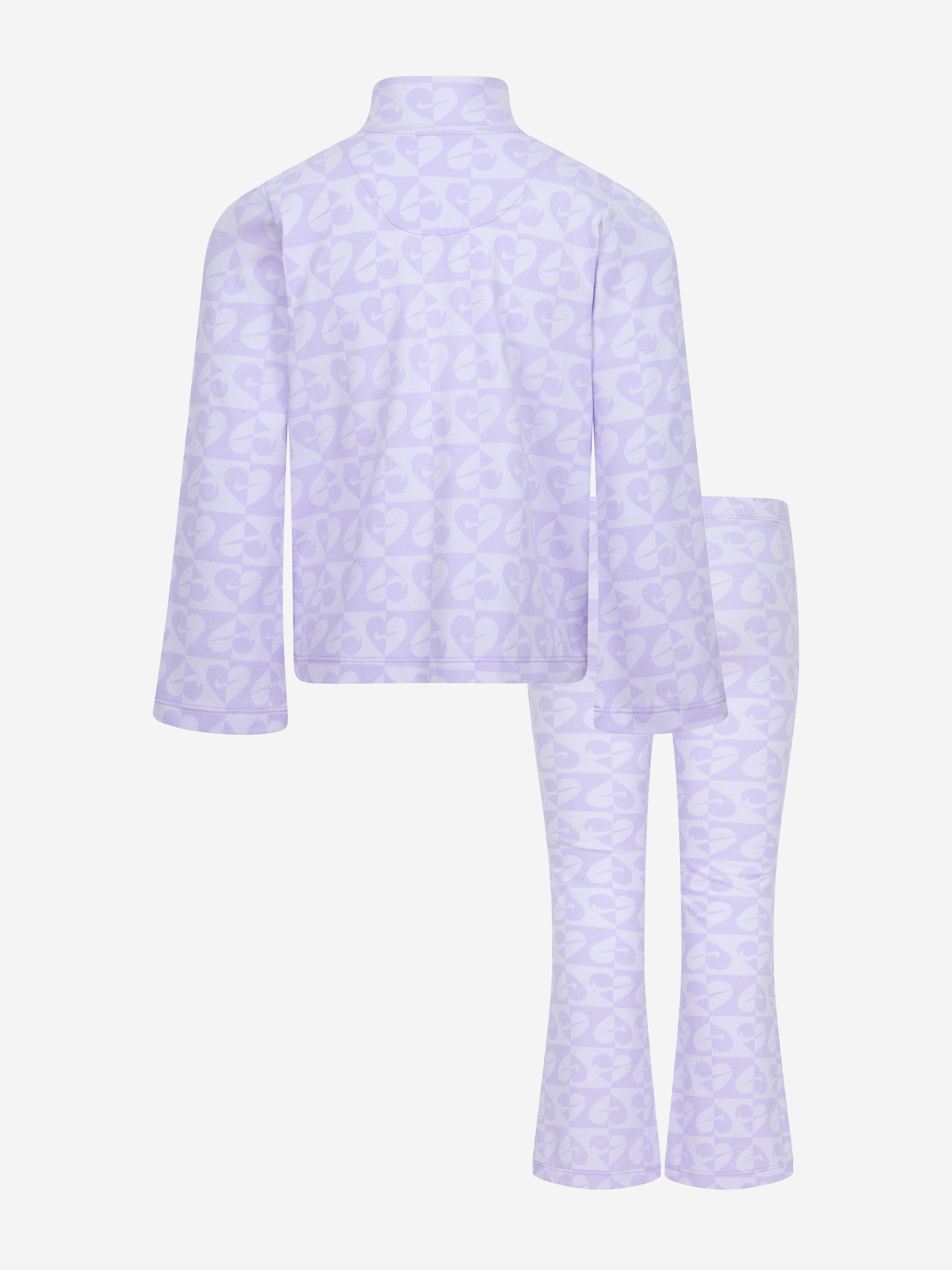 Nike Girls Sweet Swossh Flare Trouser Set in Purple