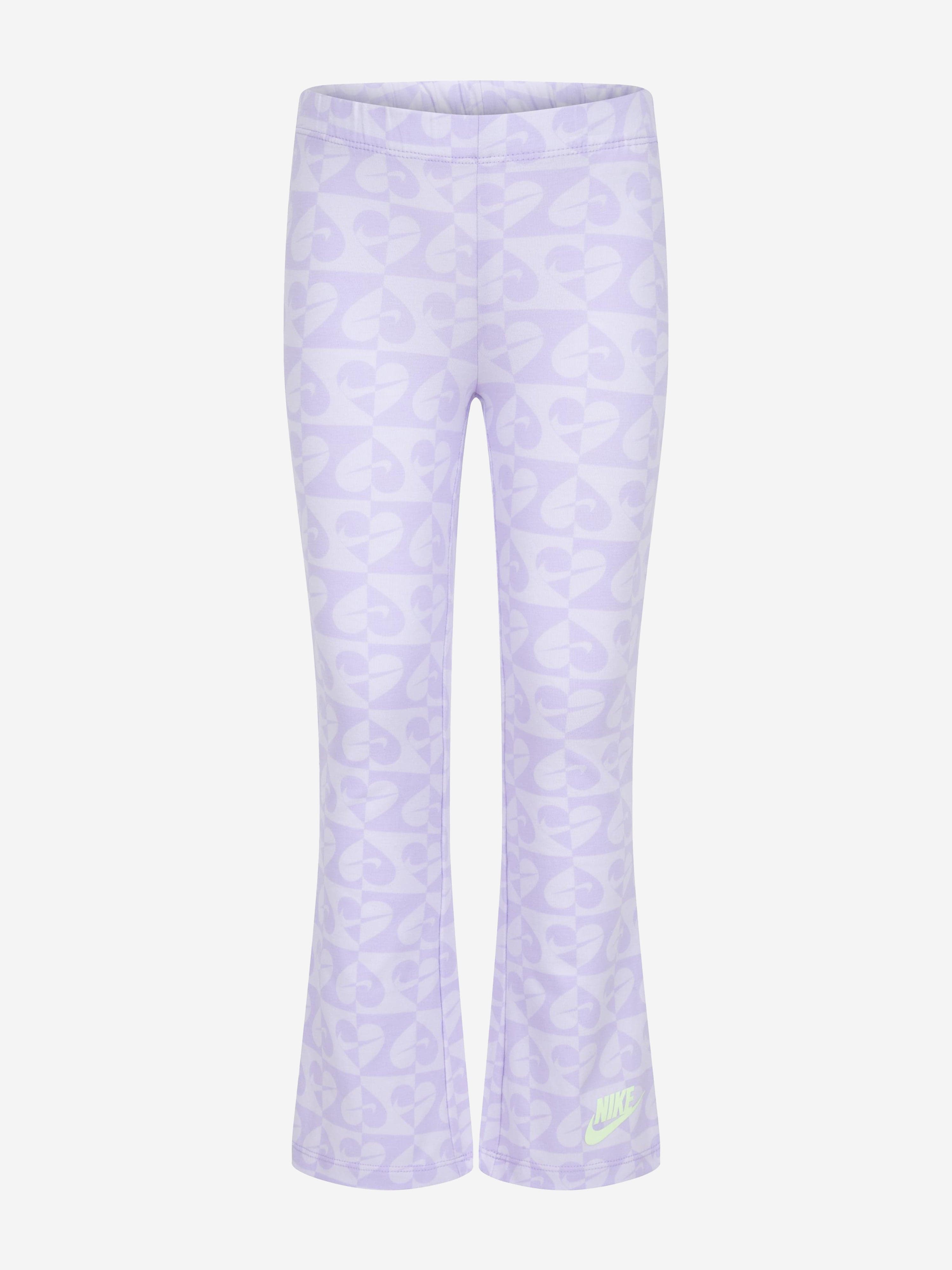 Nike Girls Sweet Swossh Flare Trouser Set in Purple