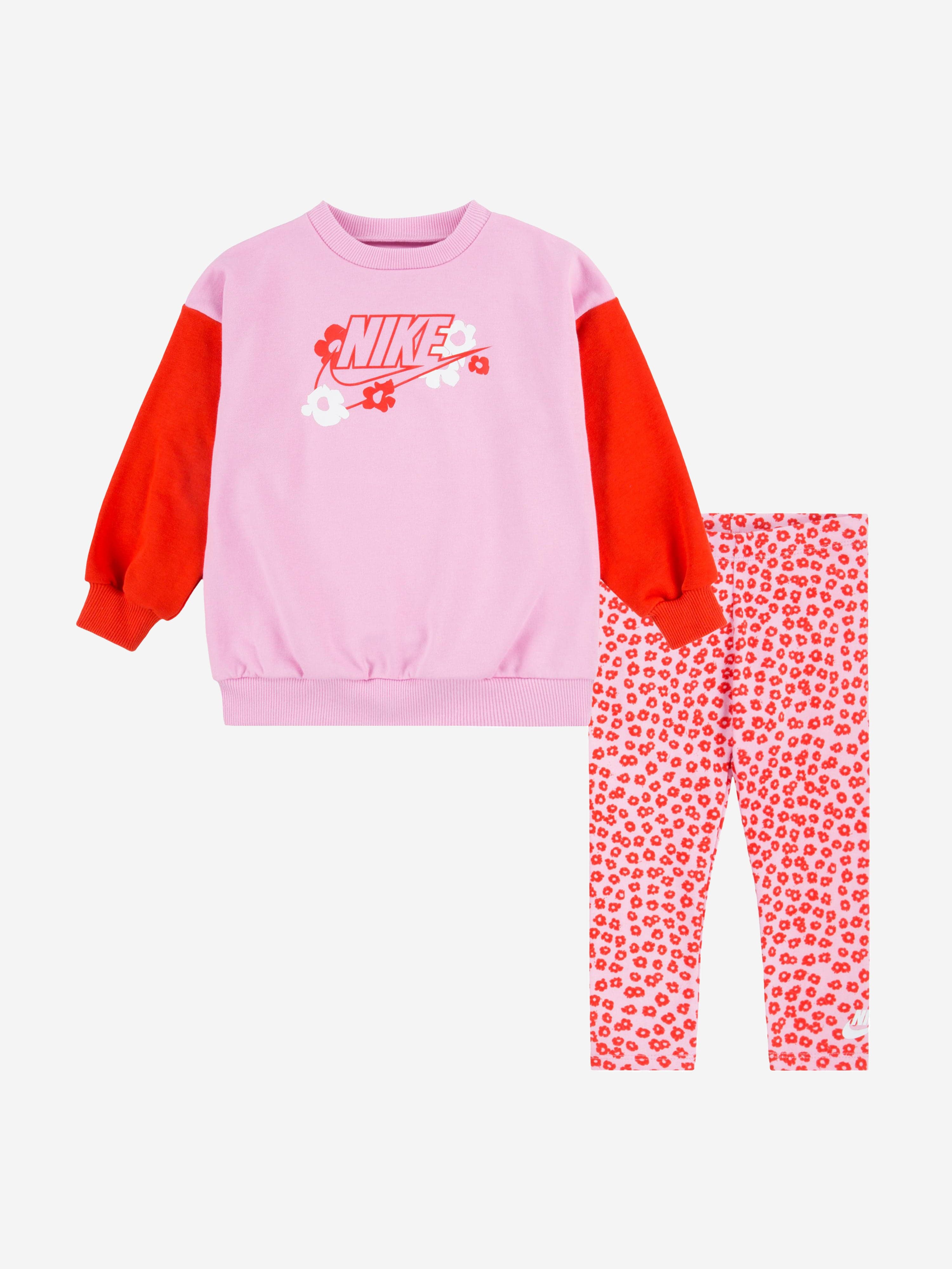 Nike Girls Floral Leggings Set in Pink