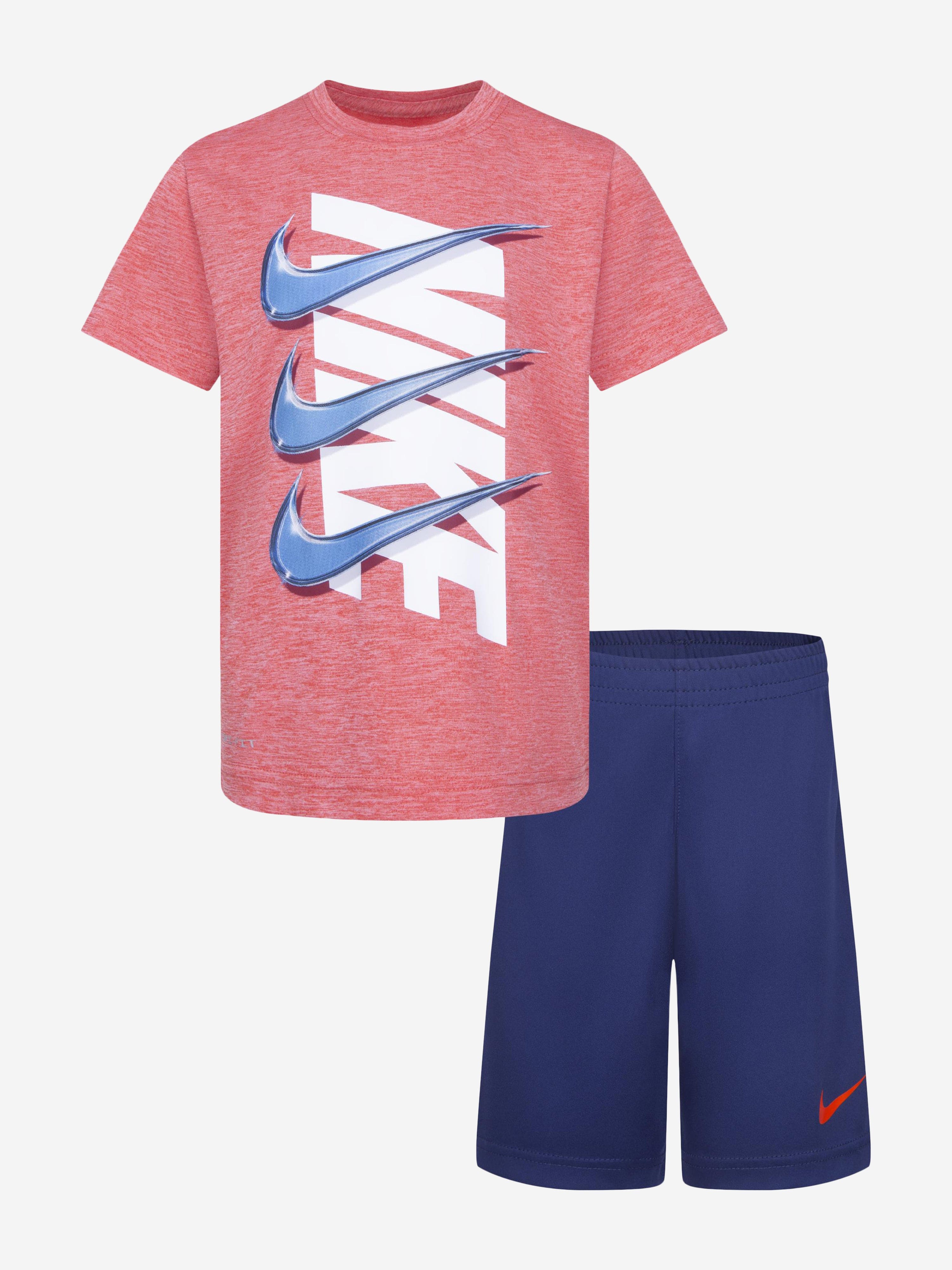 Nike Boys Dri-Fit Dropset Short Set in Red