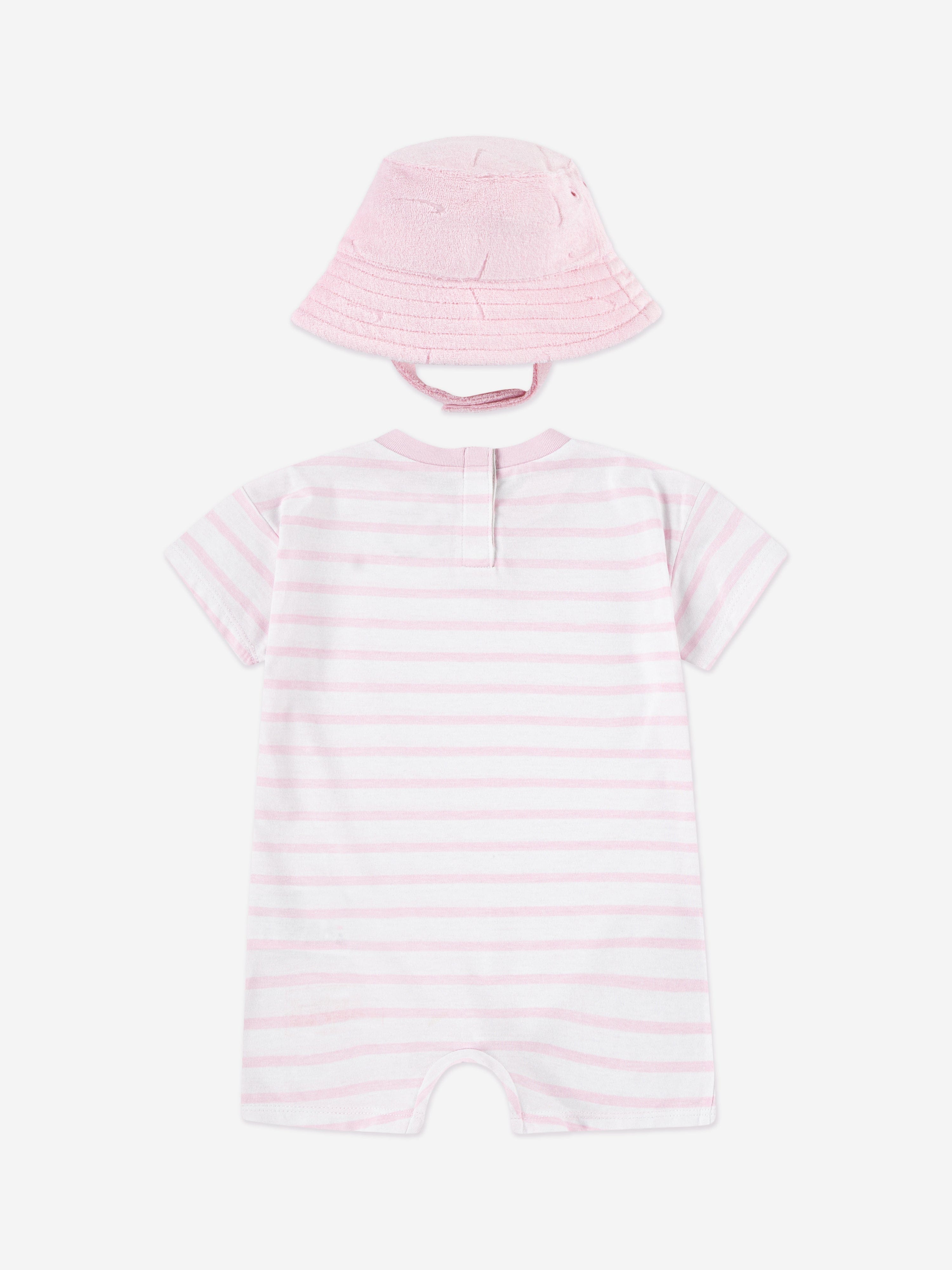 Nike Baby Girls Romper with Bucket Hat in Pink