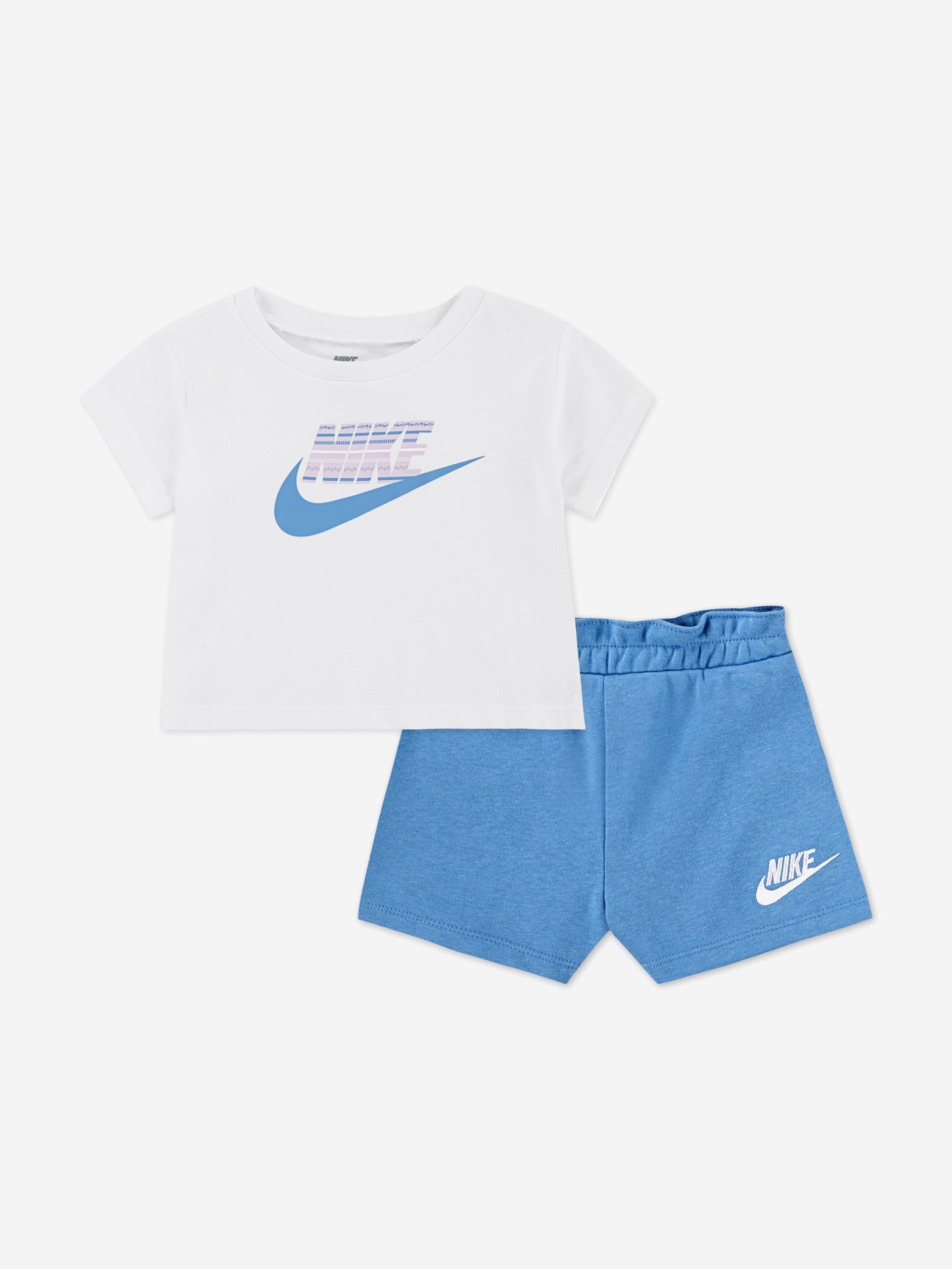 Nike Girls Jersey and French Terry Short Set in White