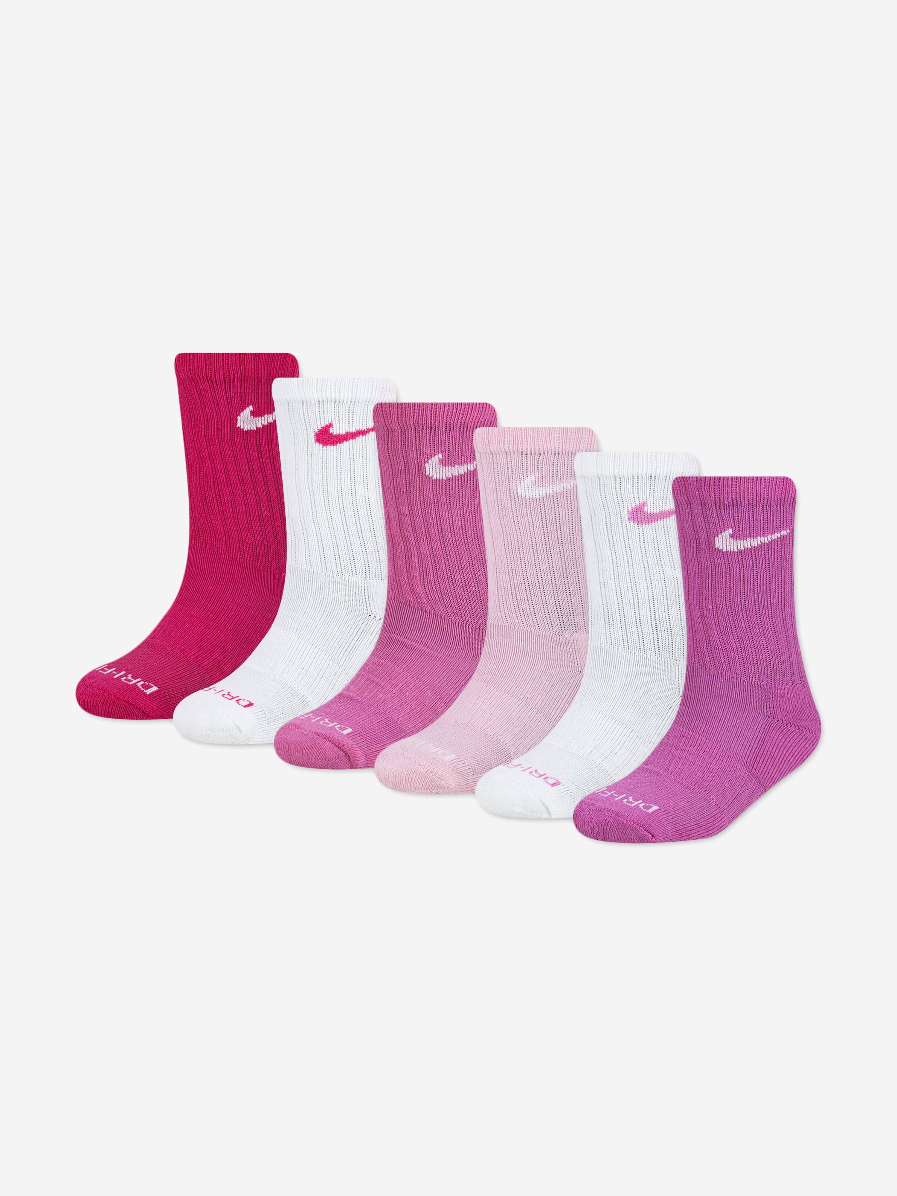 Nike Girls DF Performance Basic Crew Socks Set in Pink