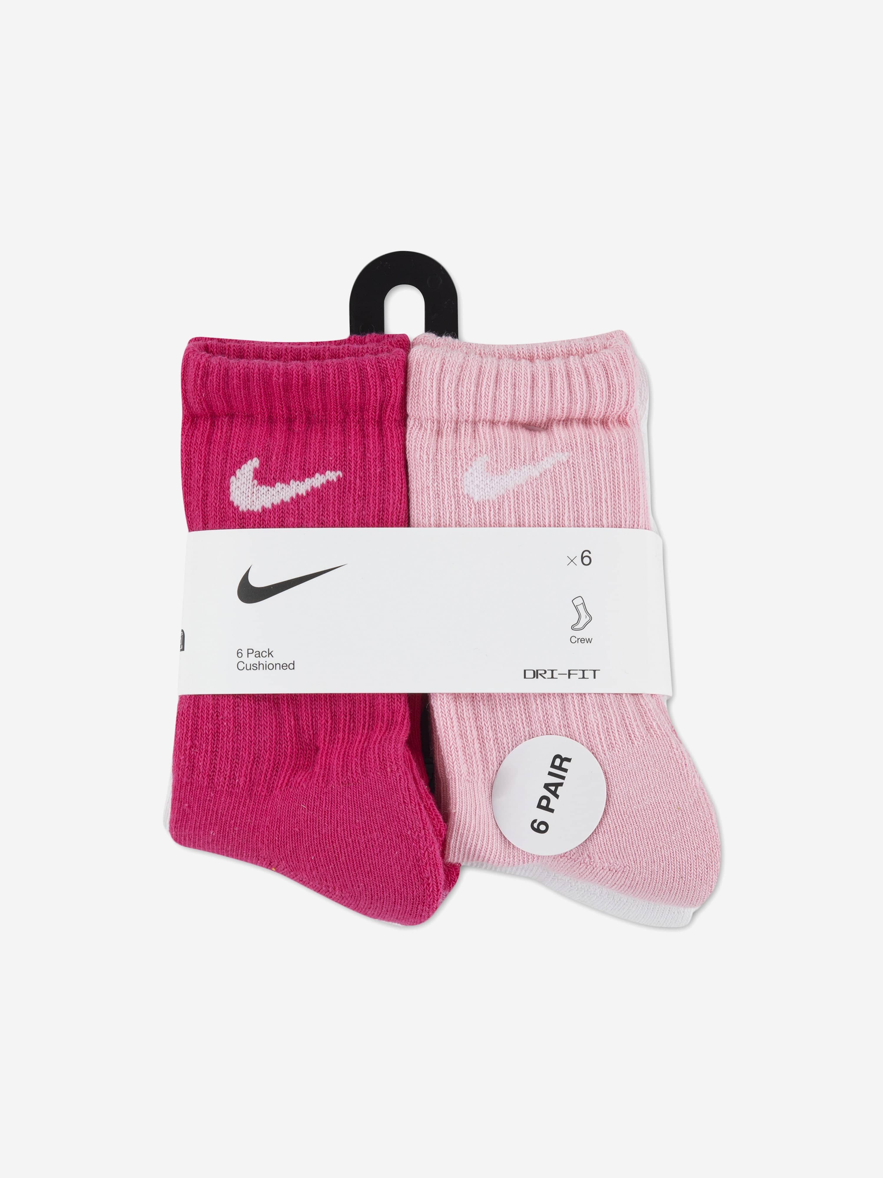 Nike Girls DF Performance Basic Crew Socks Set in Pink