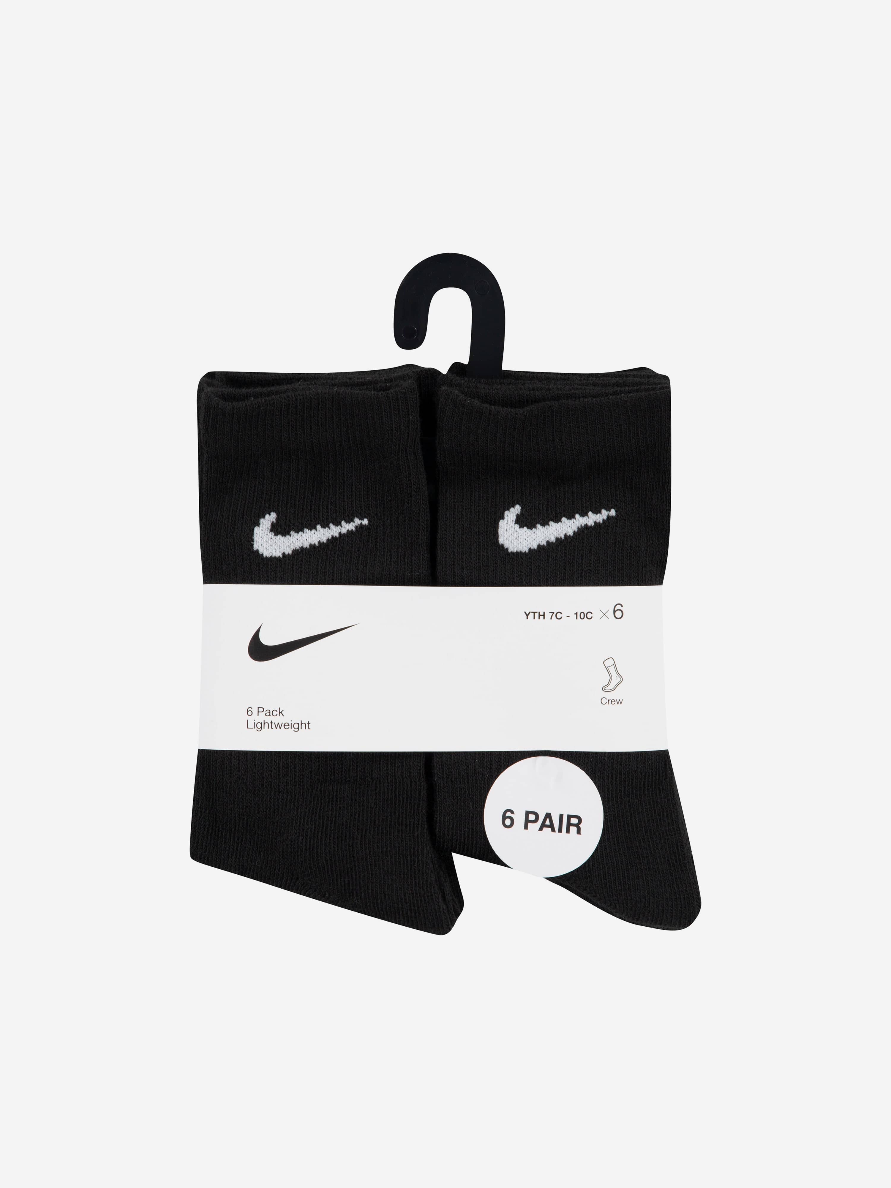 Nike Boys Basic 6 Pack Socks Set in Black