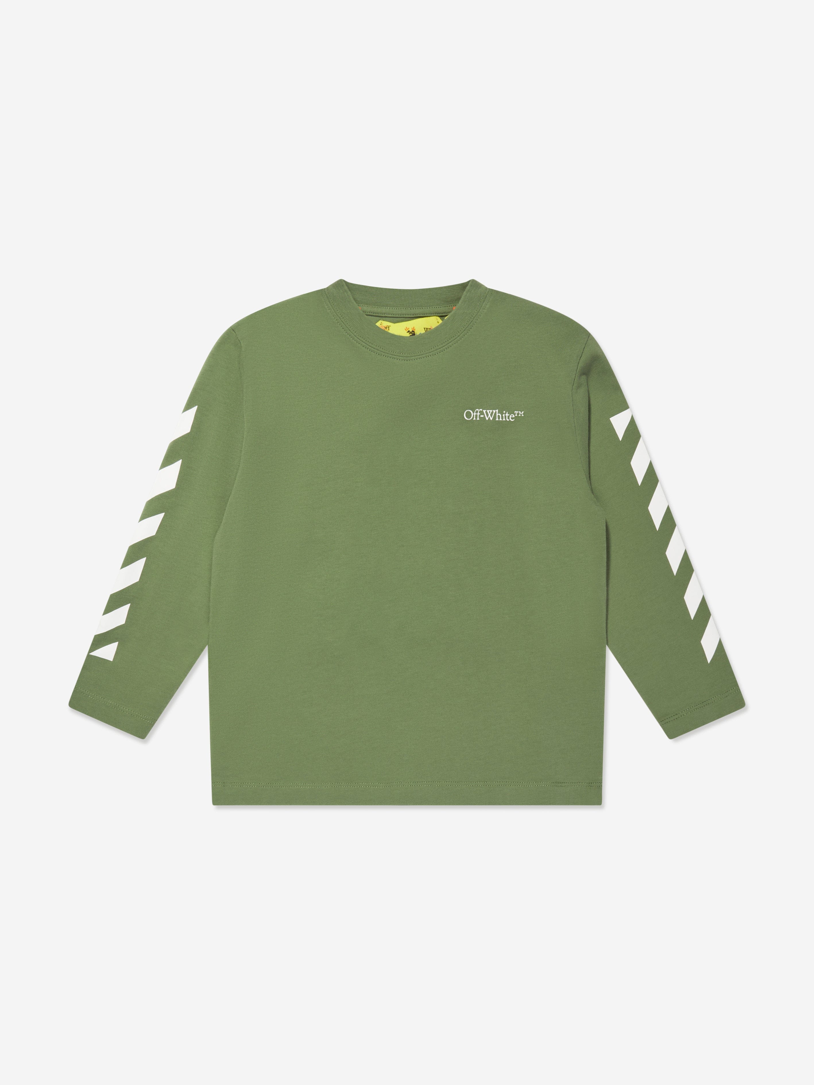 Off-White Boys Classic Arrow Long Sleeve T-Shirt in Green