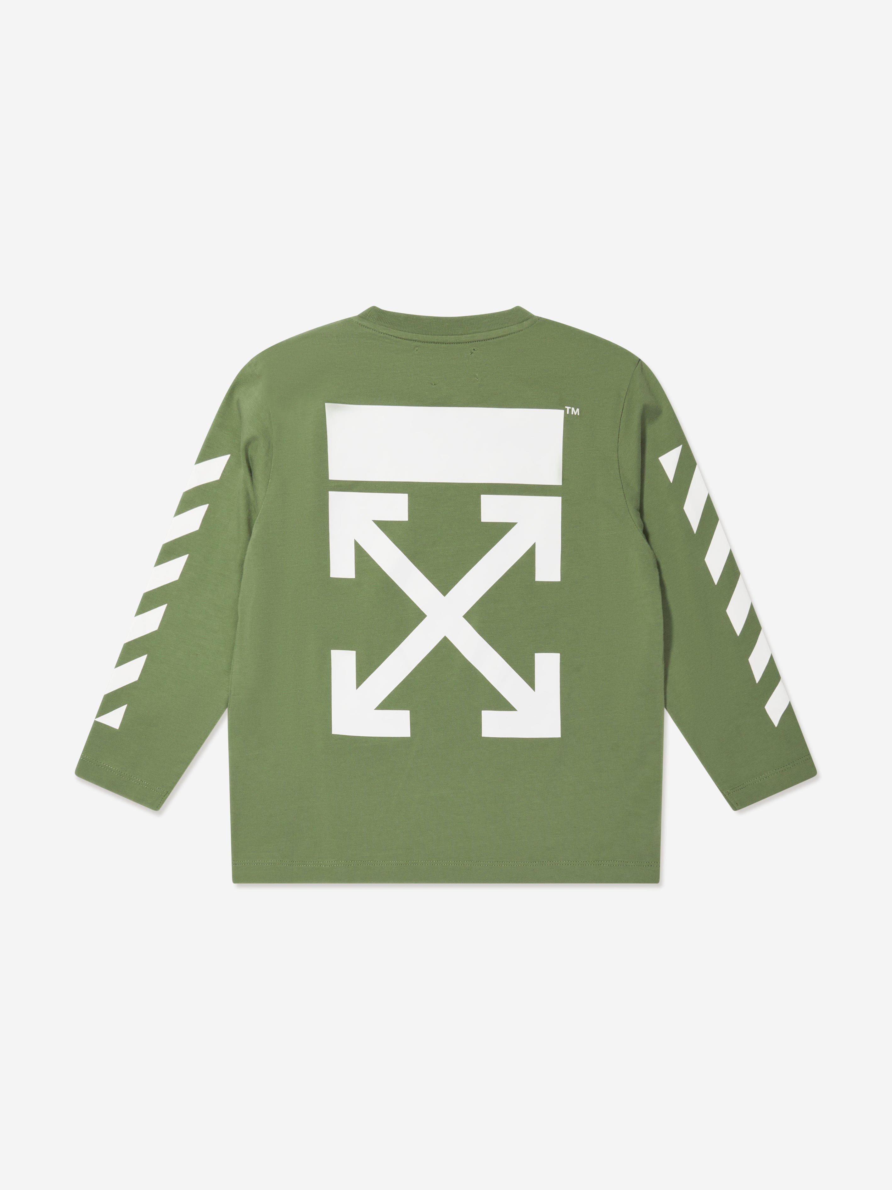 Off-White Boys Classic Arrow Long Sleeve T-Shirt in Green