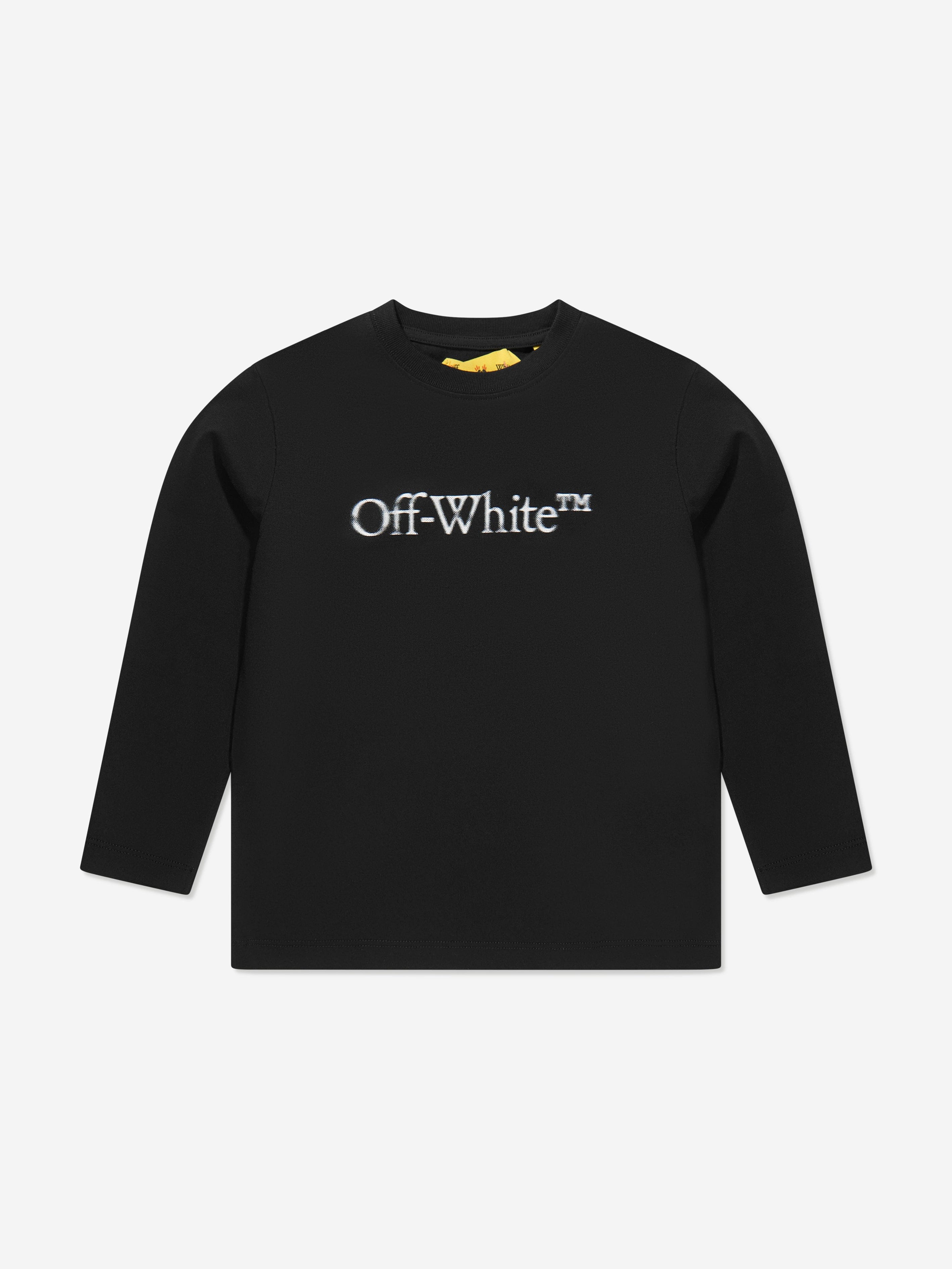 Off-White Boys Bookish Bit Logo Long Sleeve T-Shirt in Black