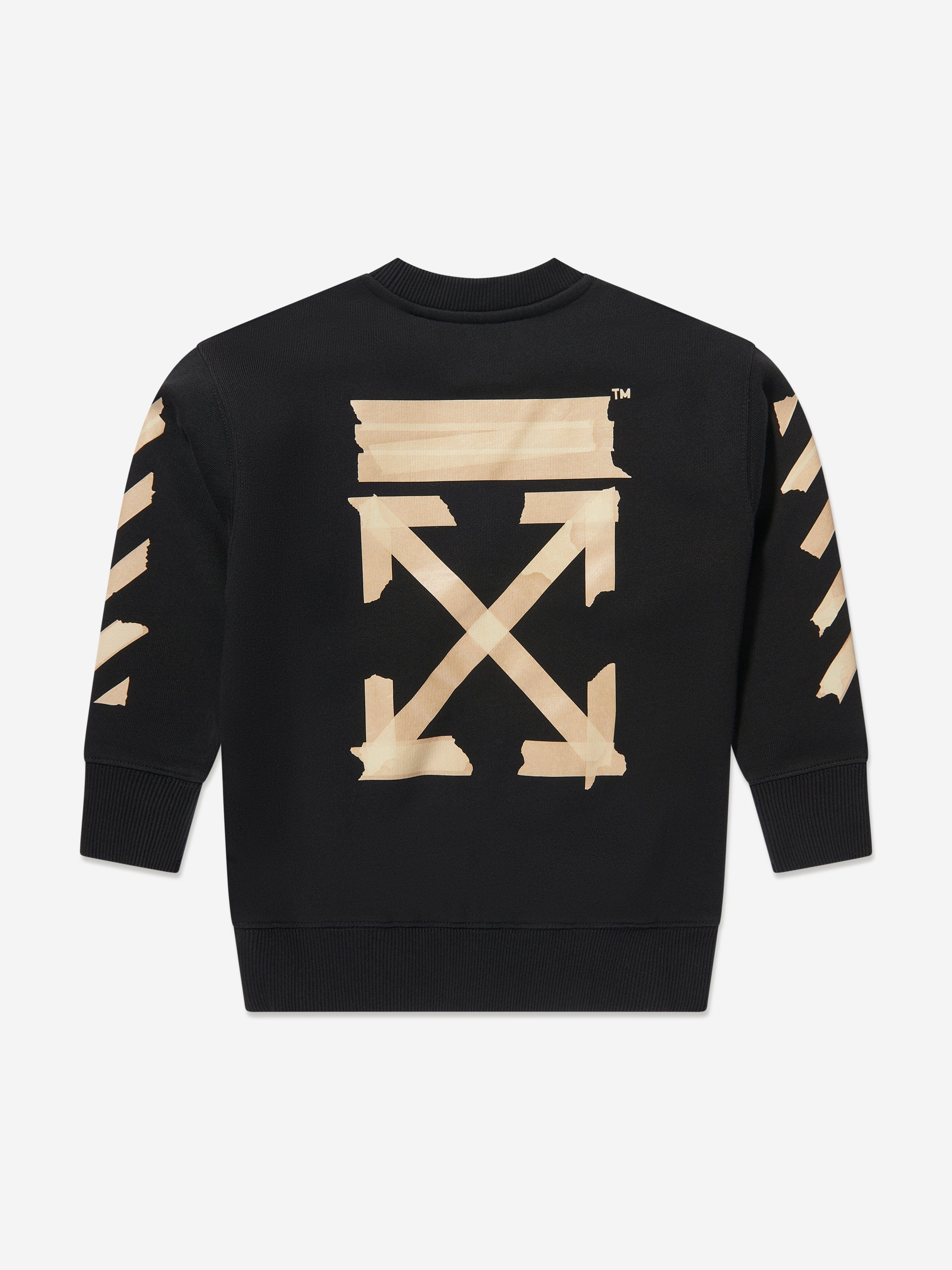 Off-White Boys Paper Tape Arrow Sweatshirt in Black