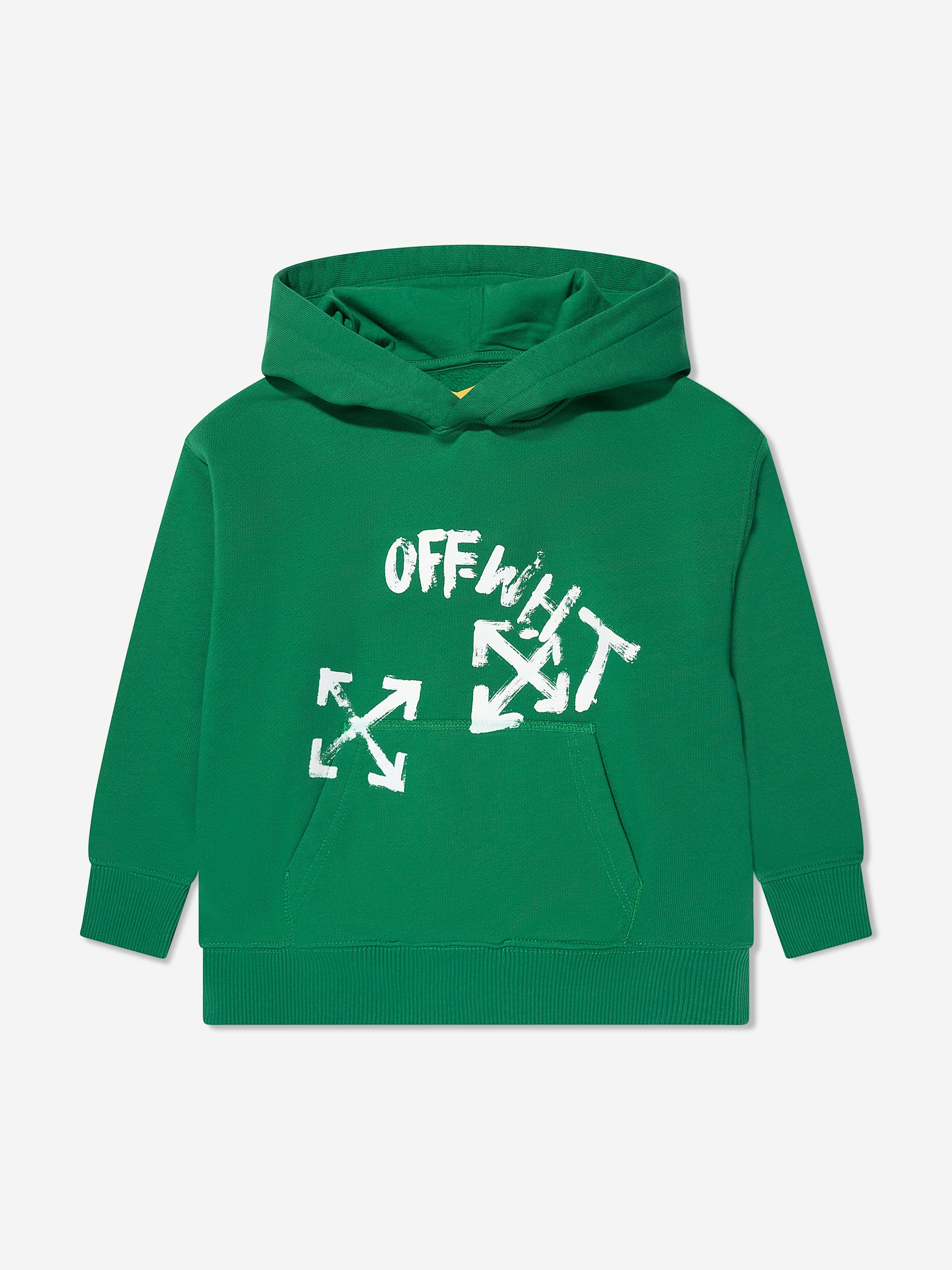 Off-White Boys Paint Script Hoodie Green