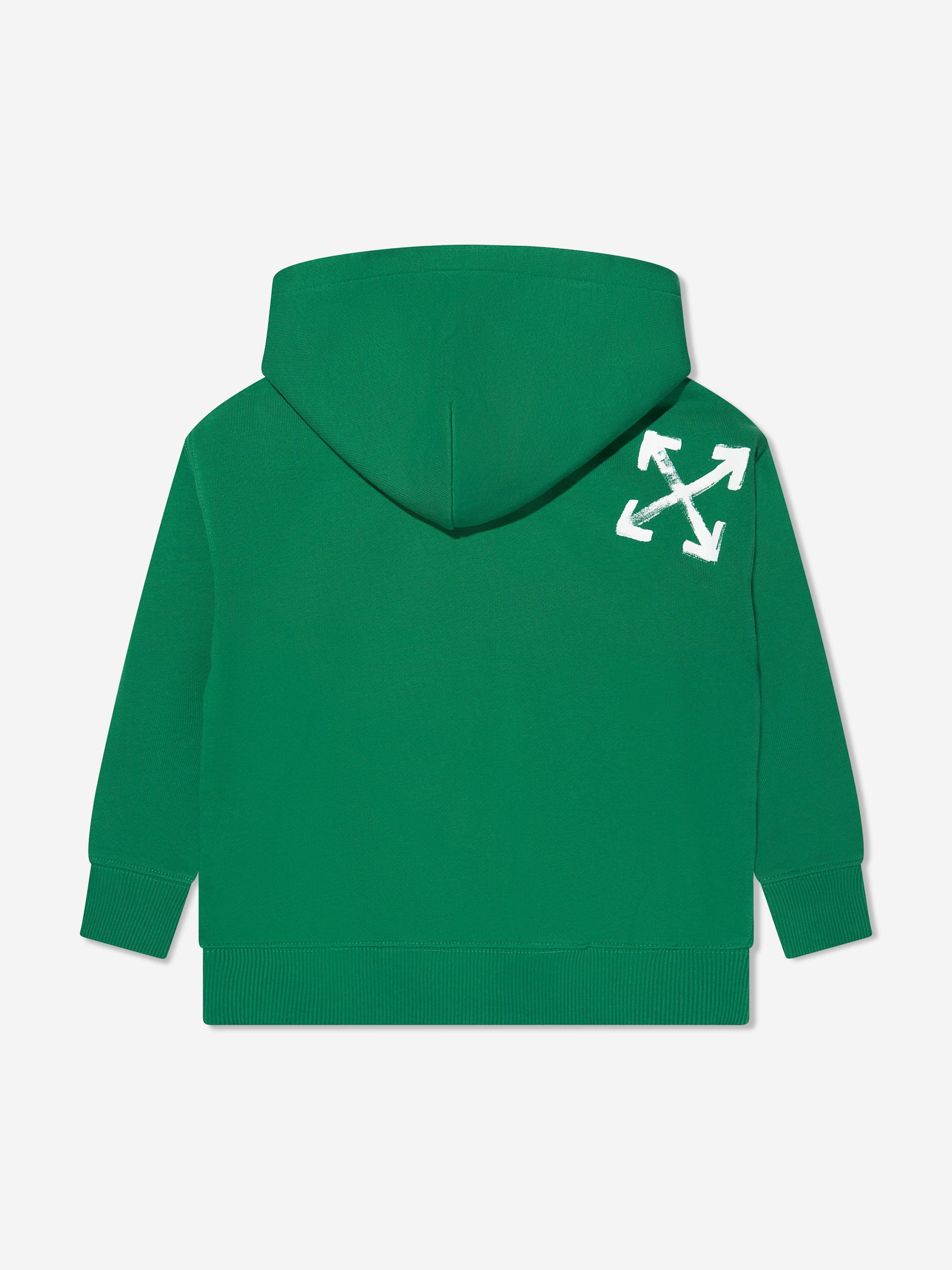 Off-White Boys Paint Script Hoodie Green