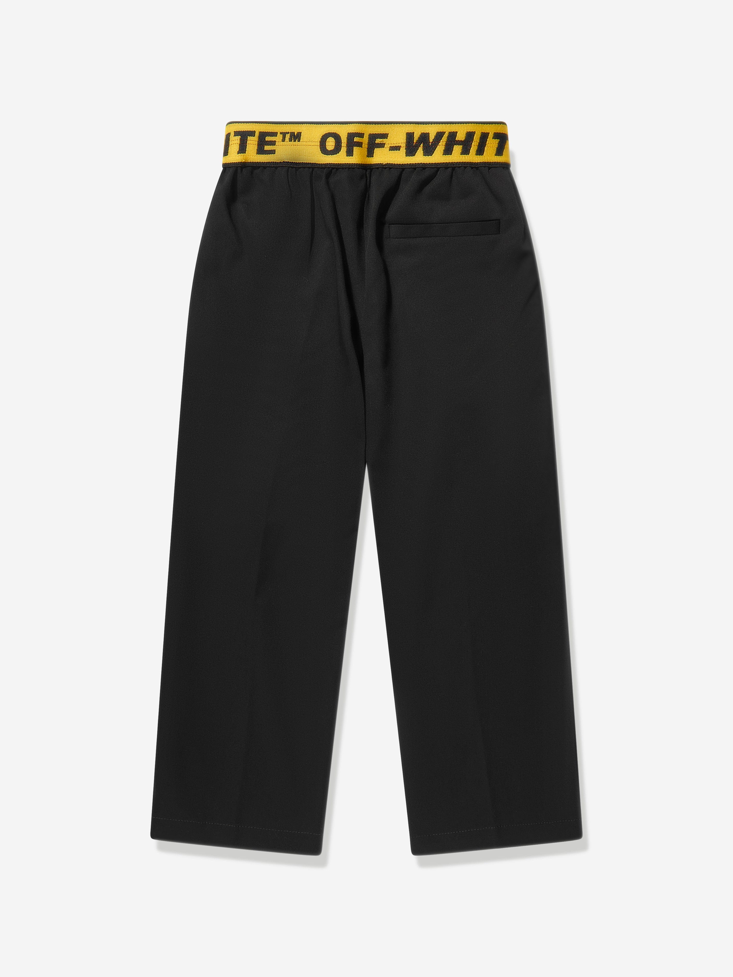 Off-White Boys Industrial Logo Band Chino Trousers in Black