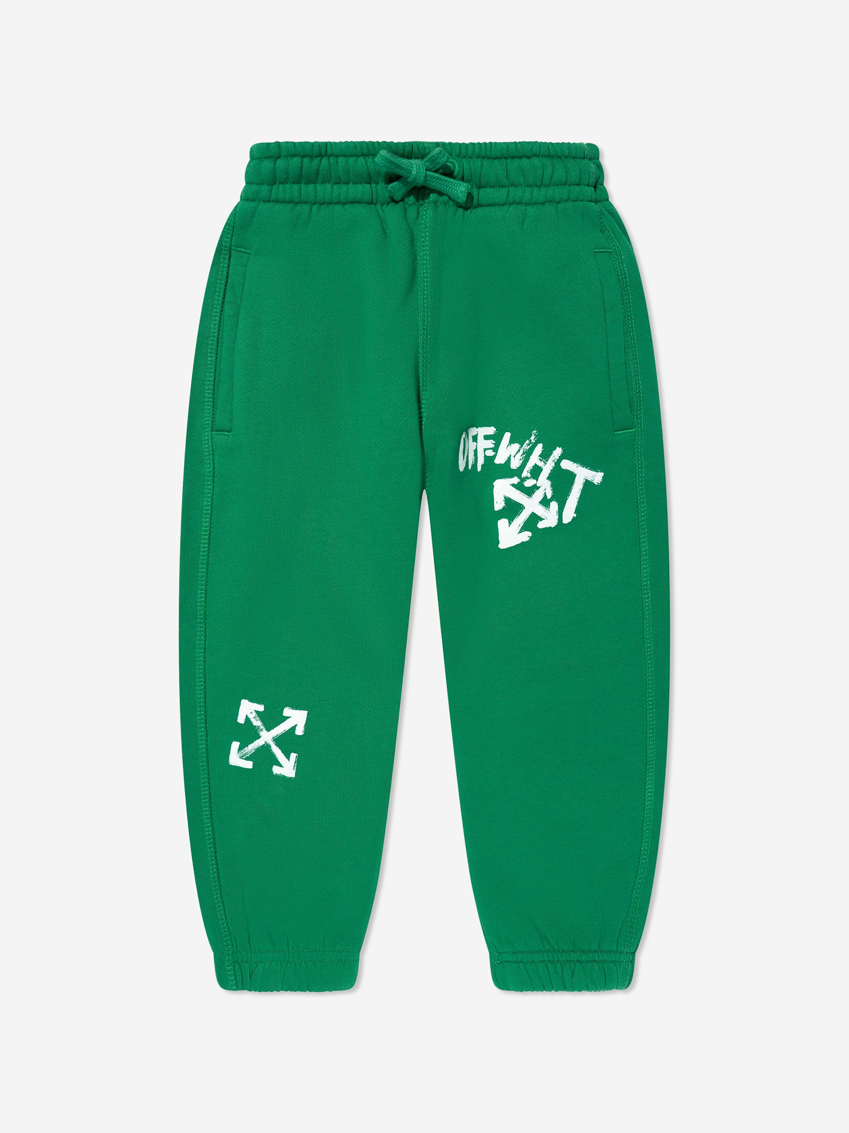 Off-White Boys Paint Script Joggers in Green