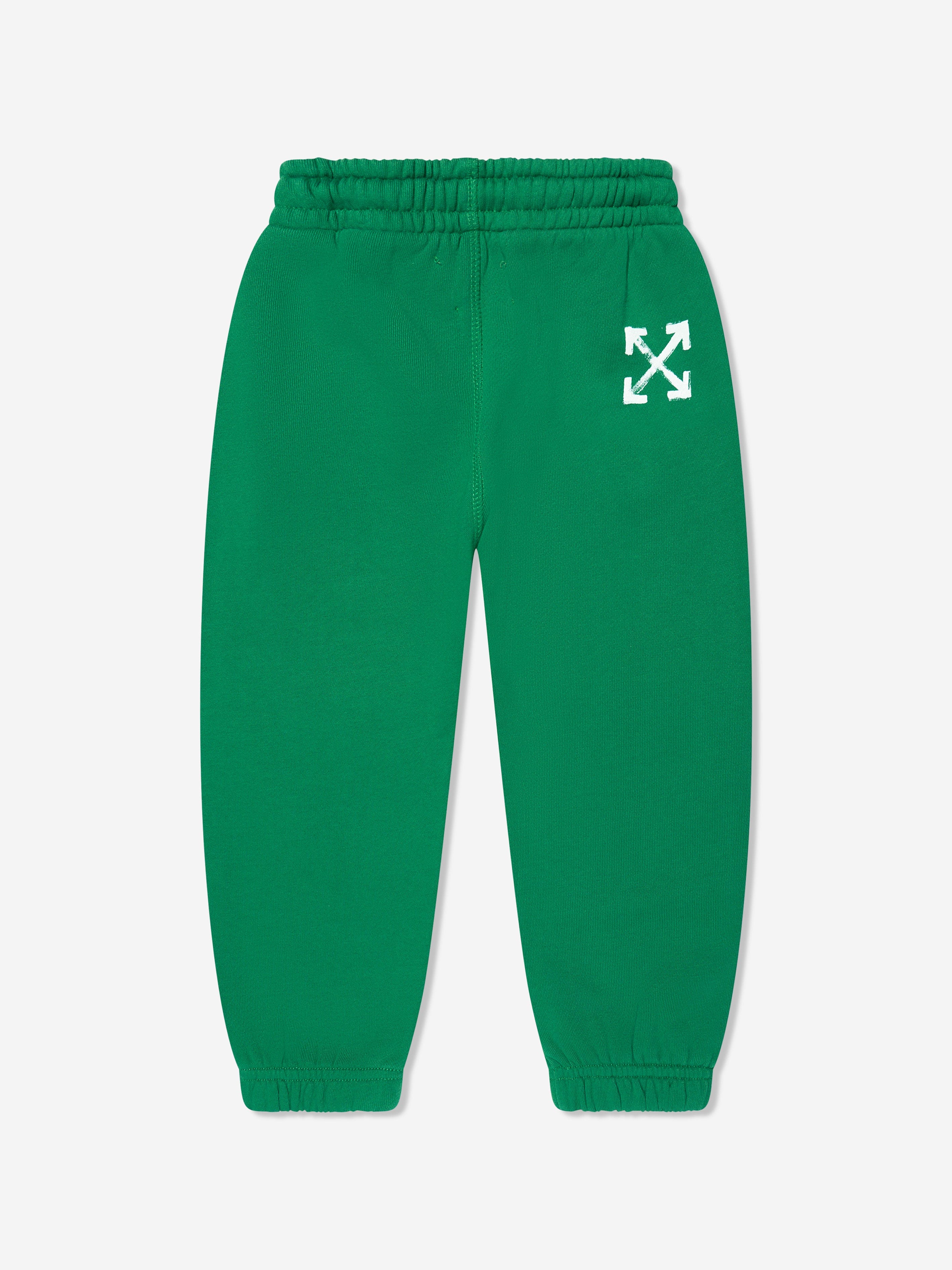 Off-White Boys Paint Script Joggers in Green