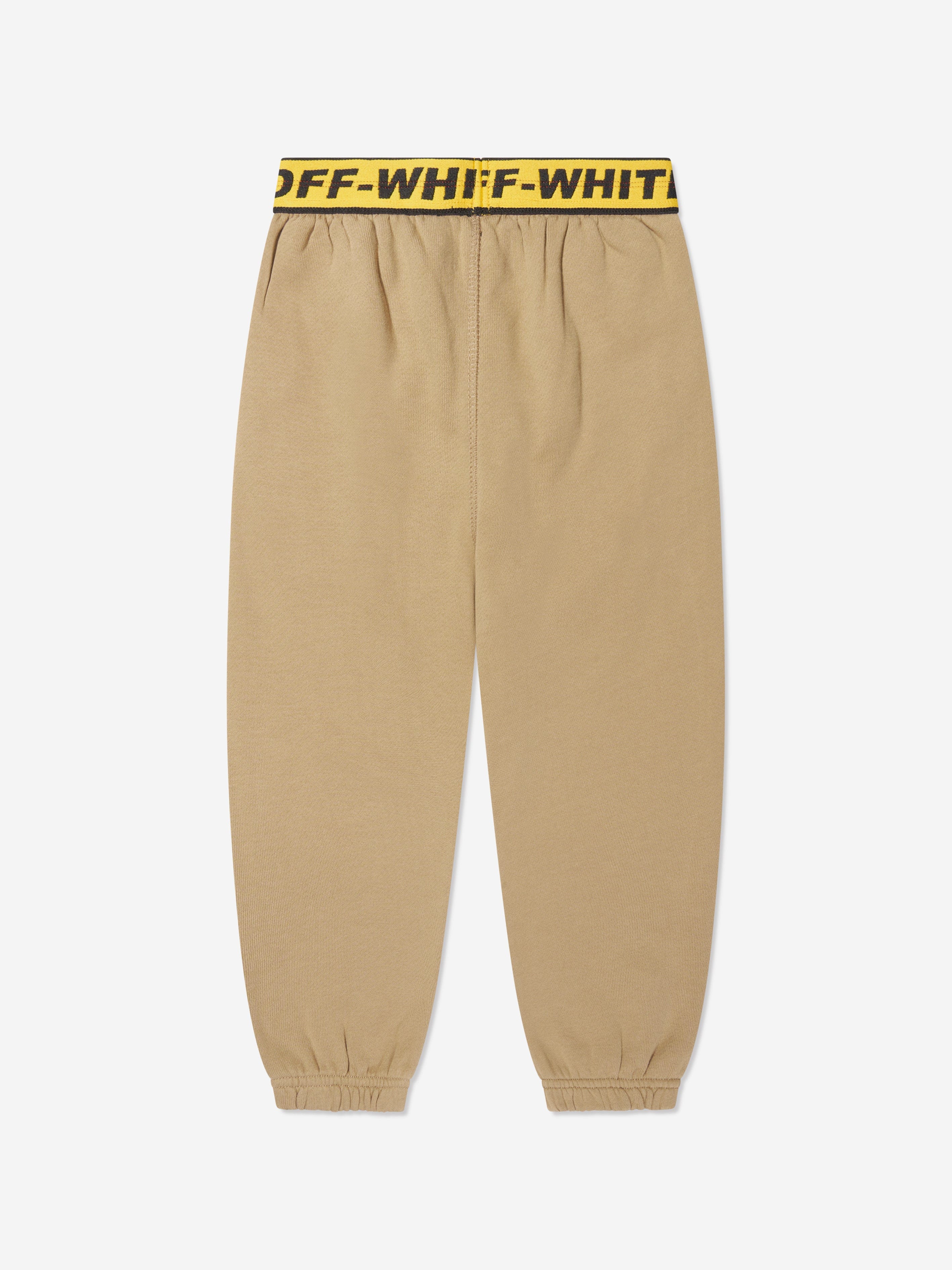 Off-White Boys Industrial Logo Band Joggers in Beige