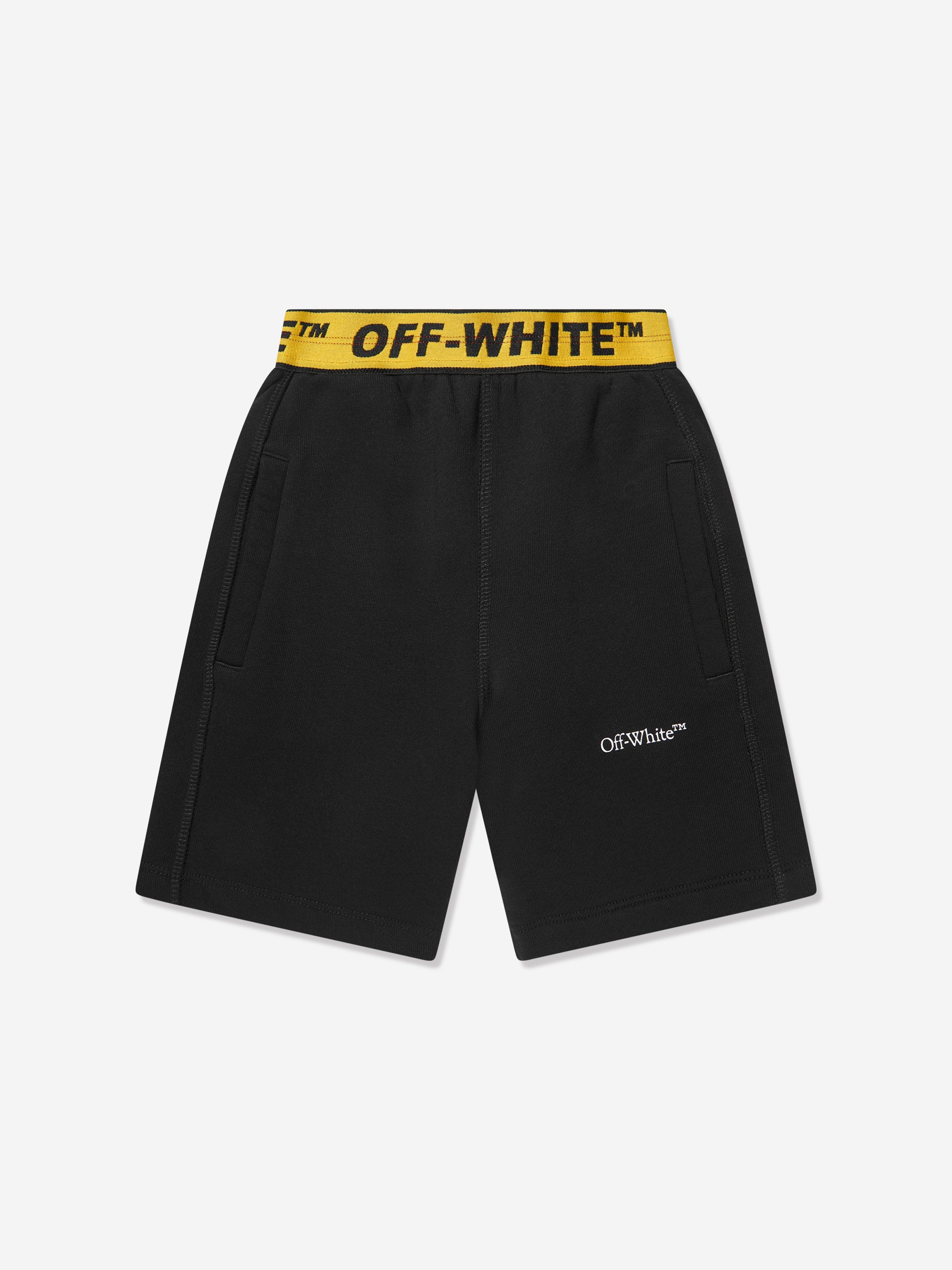 Off-White Boys Industrial Logo Band Sweat Shorts in Black