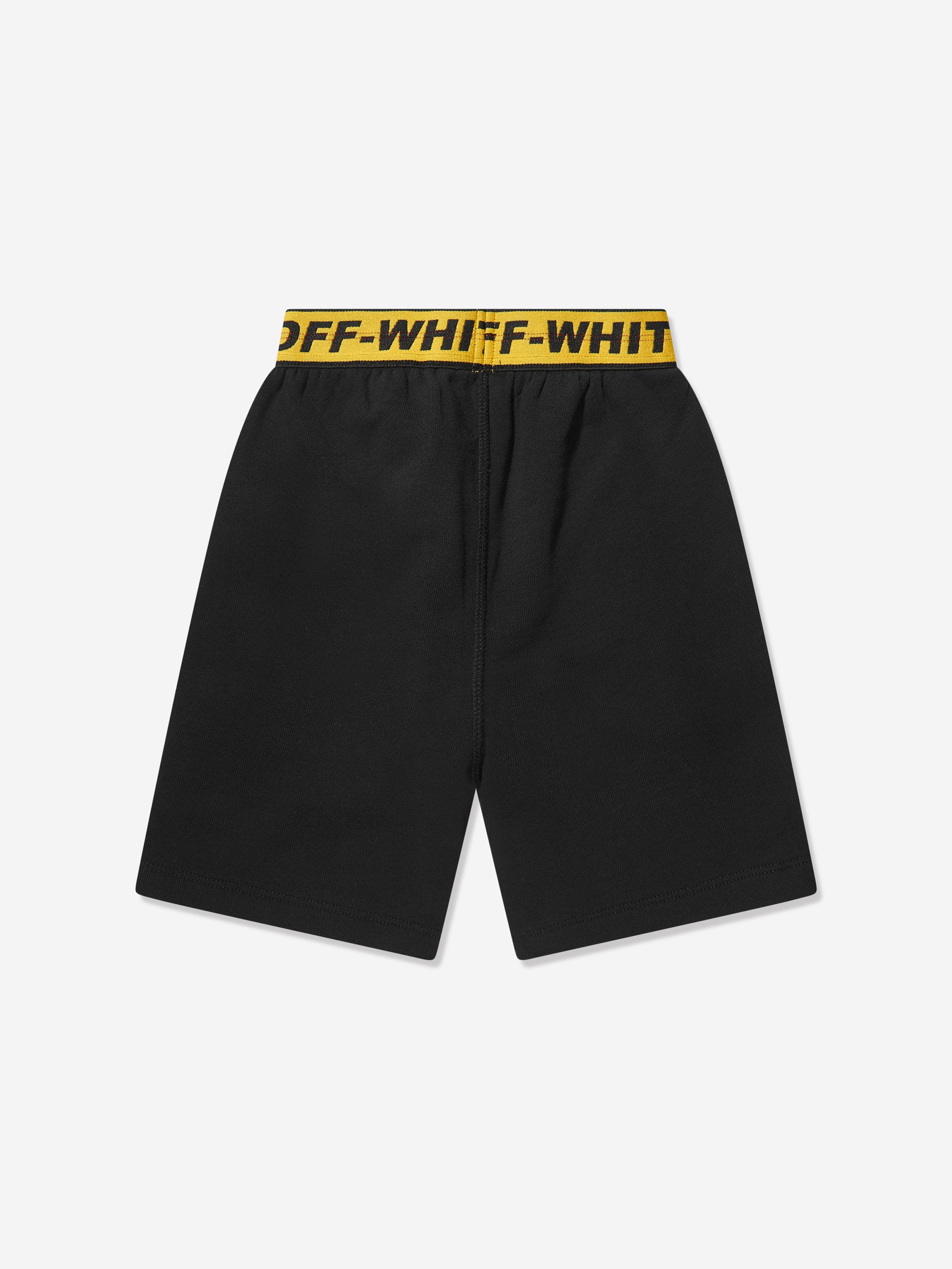 Off-White Boys Industrial Logo Band Sweat Shorts in Black