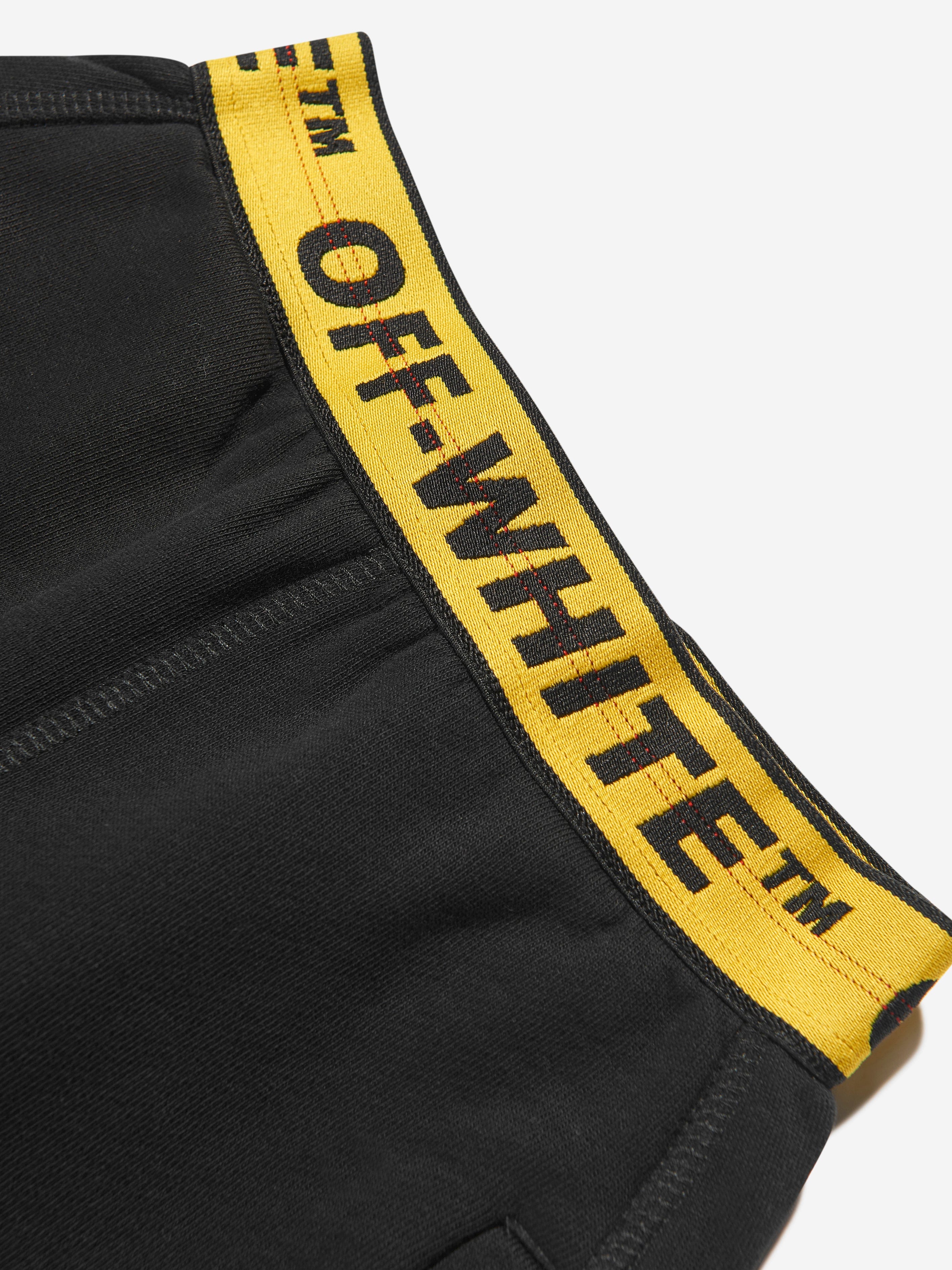 Off-White Boys Industrial Logo Band Sweat Shorts in Black