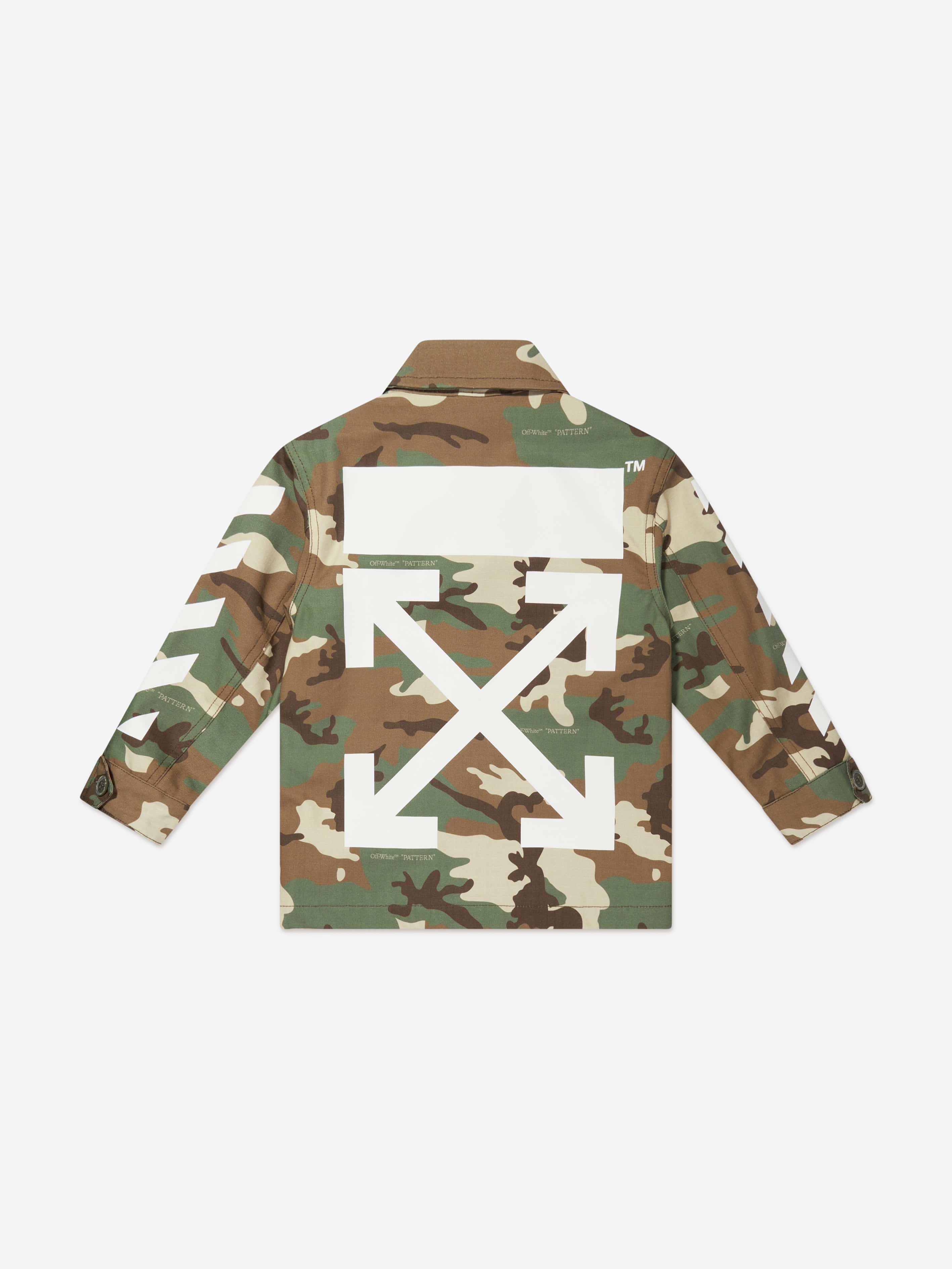 Off-White Boys Camo Classic Arrow Field Jacket in Green