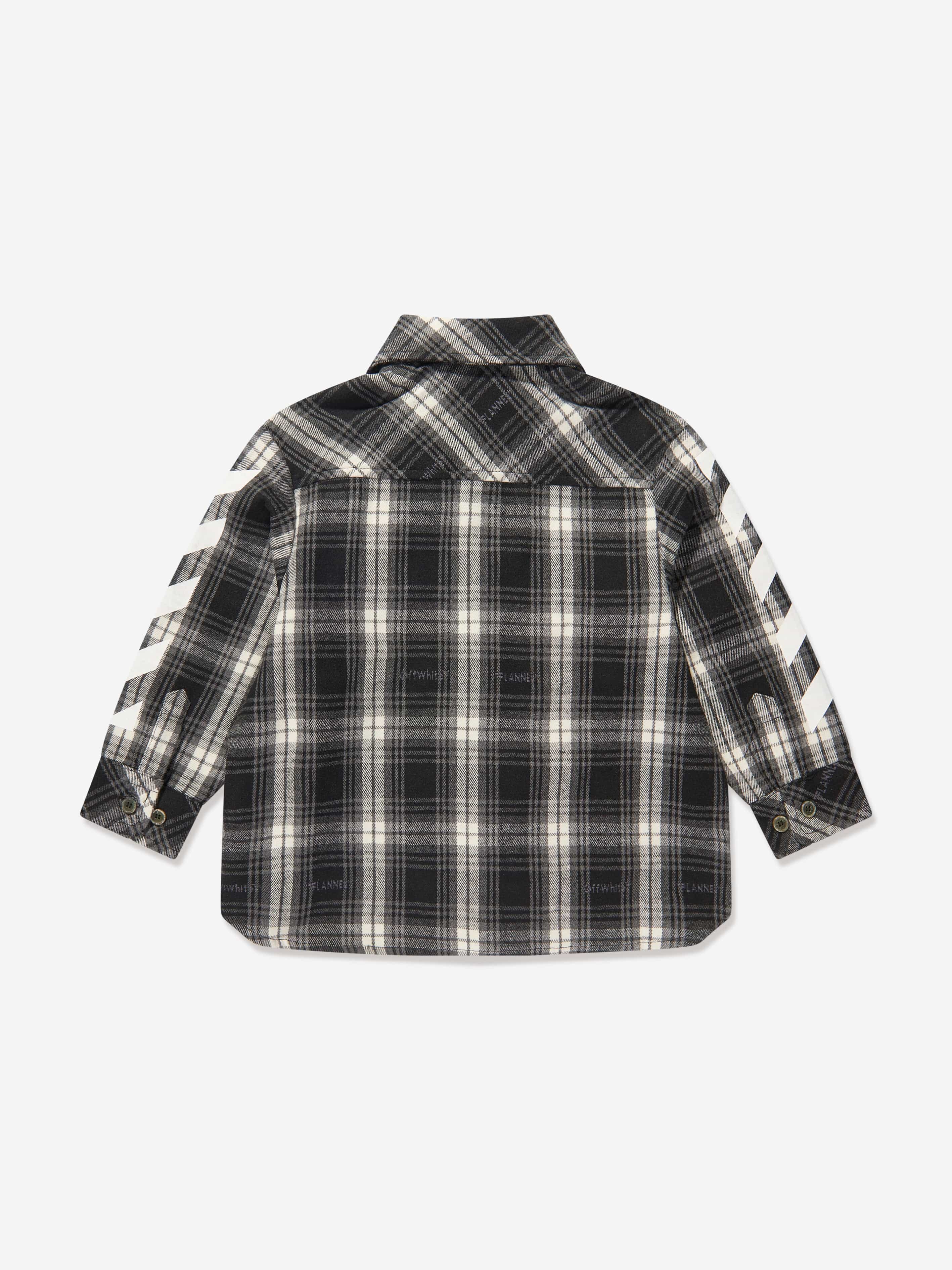 Off-White Boys Bookish Diag Flannel Shirt in Black