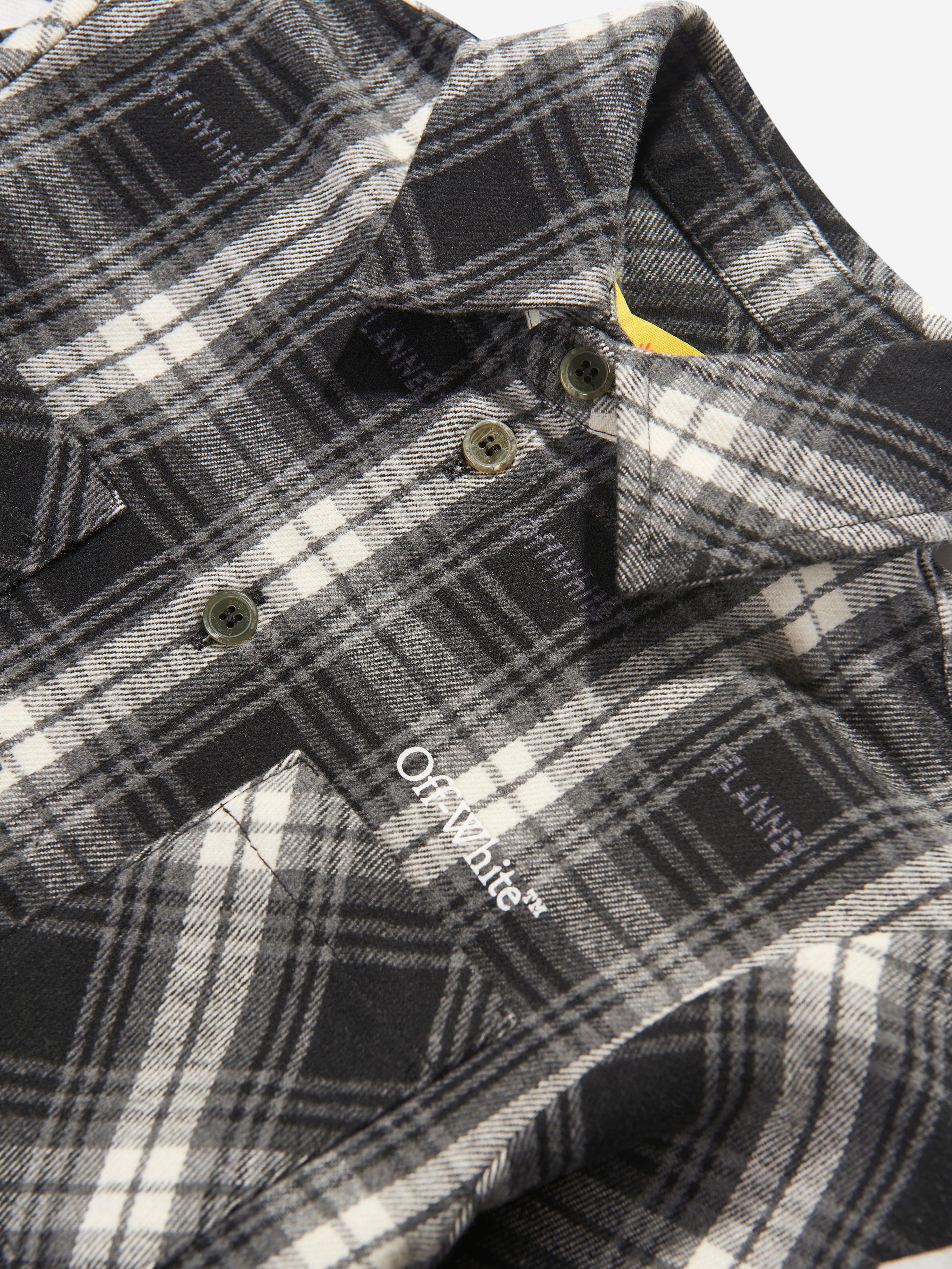 Off-White Boys Bookish Diag Flannel Shirt in Black