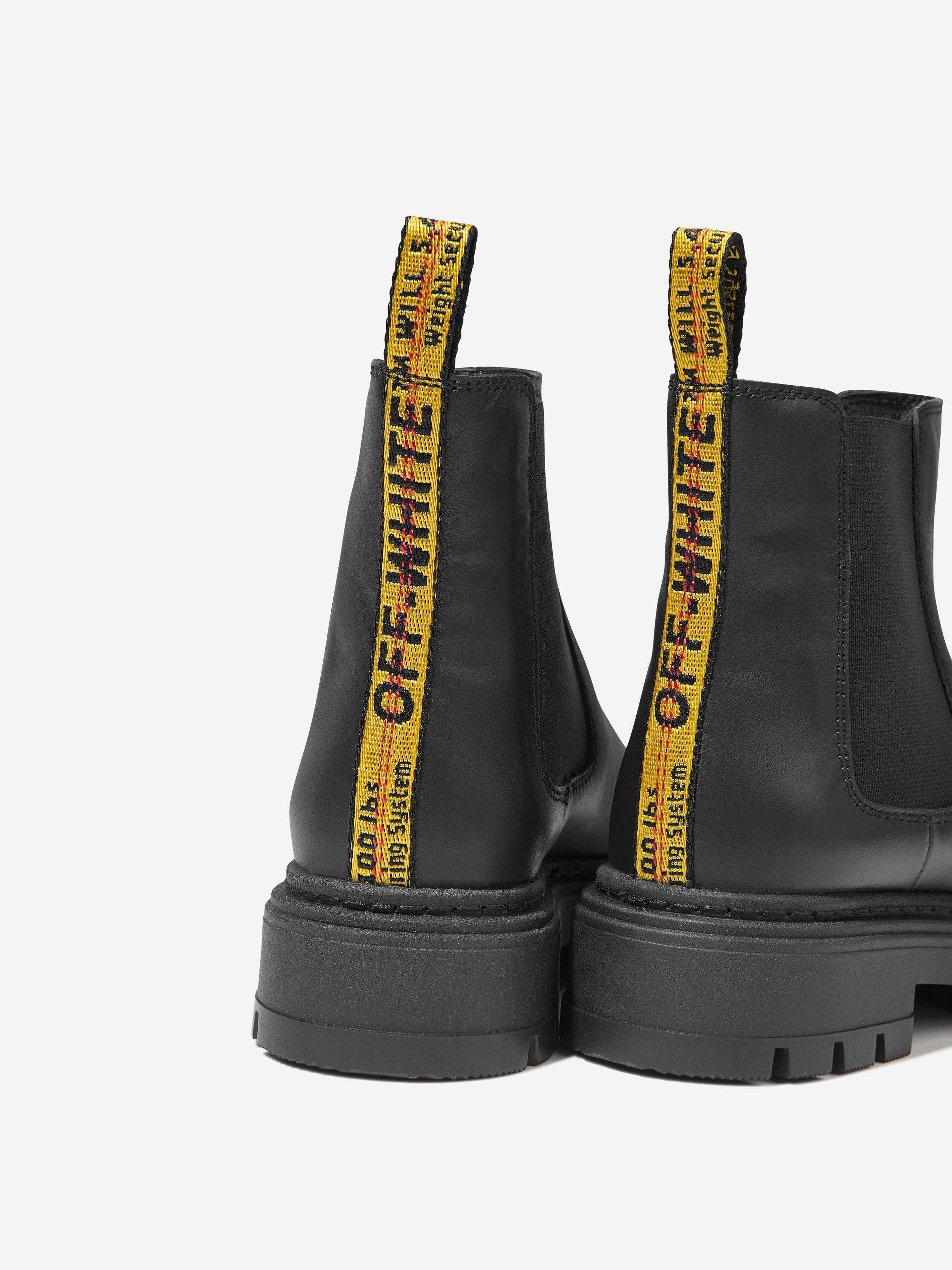 Off-White Boys Leather Chelsea Boots in Black