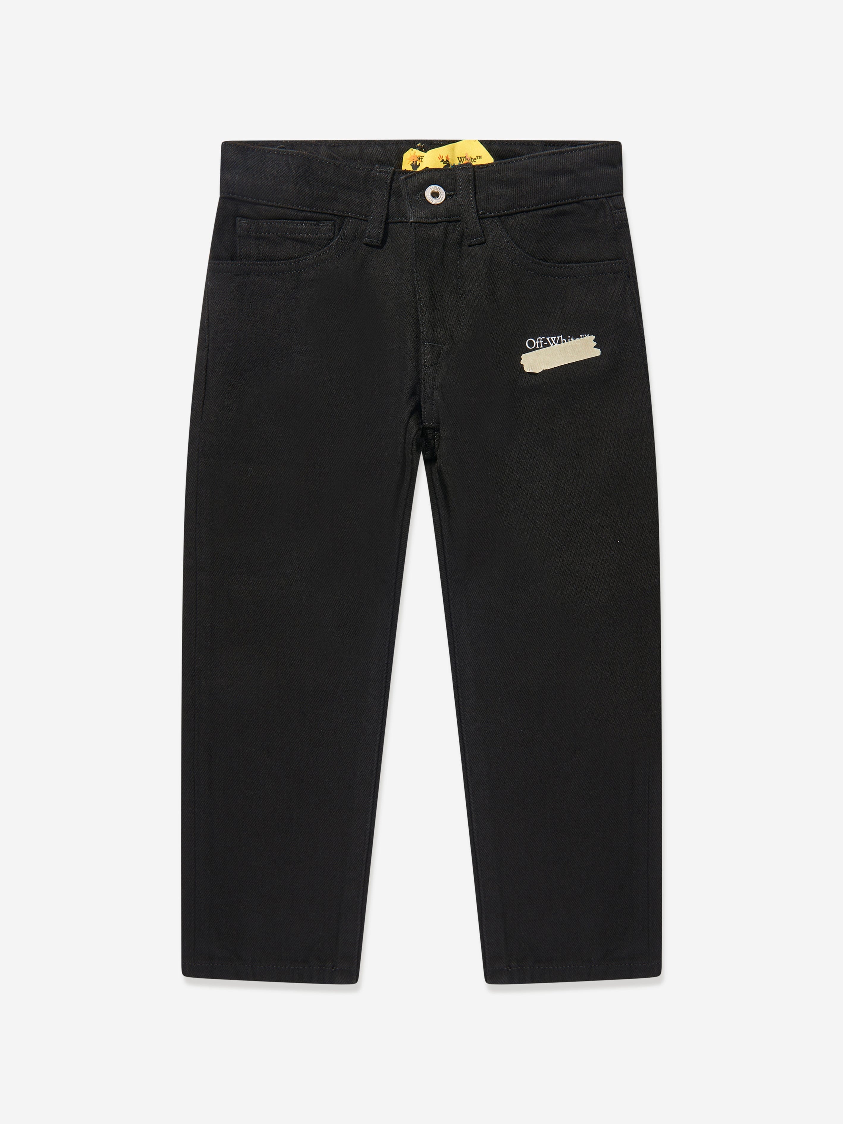 Off-White Boys Paper Tape Diag Jeans in Black