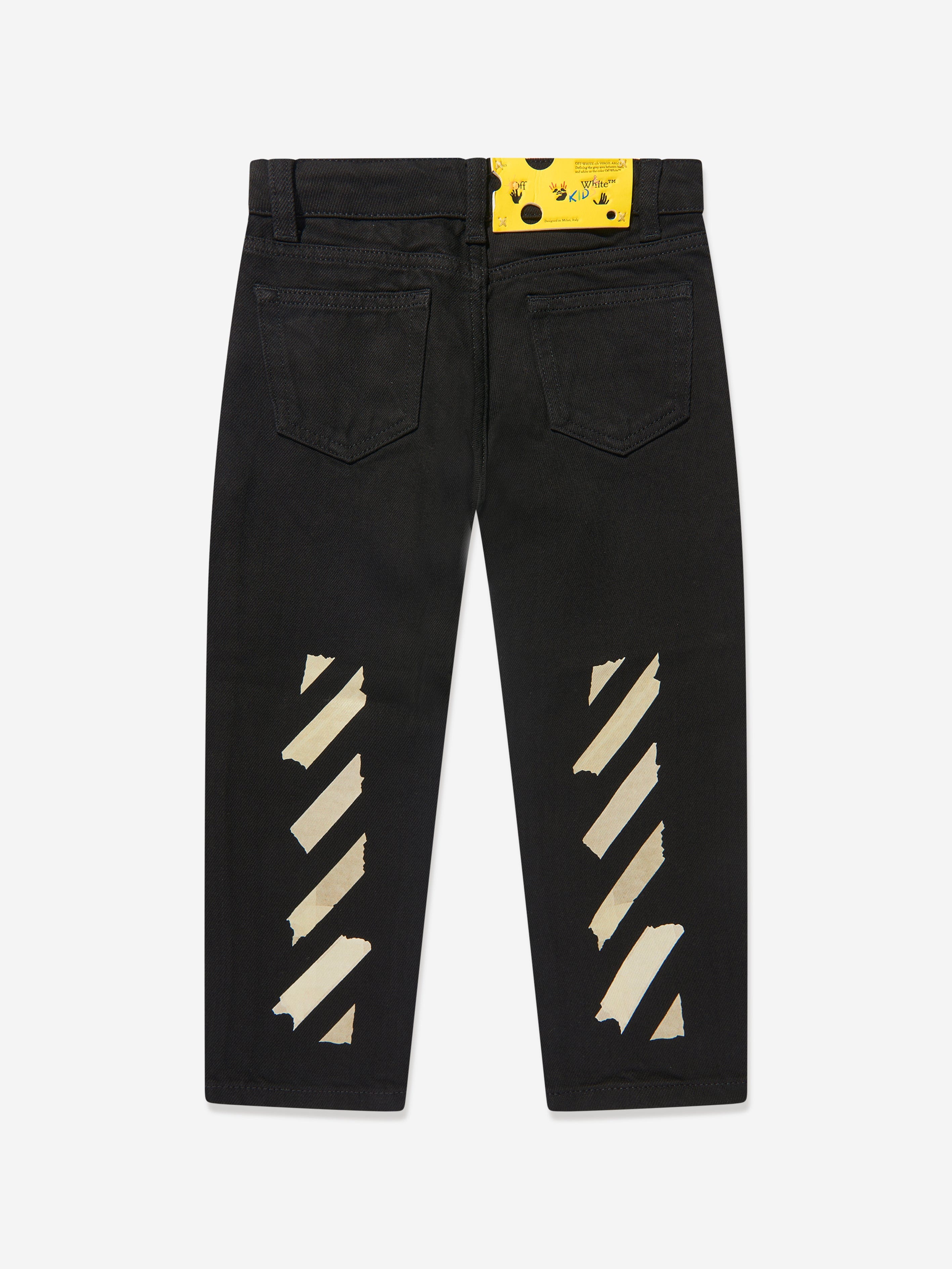 Off-White Boys Paper Tape Diag Jeans in Black