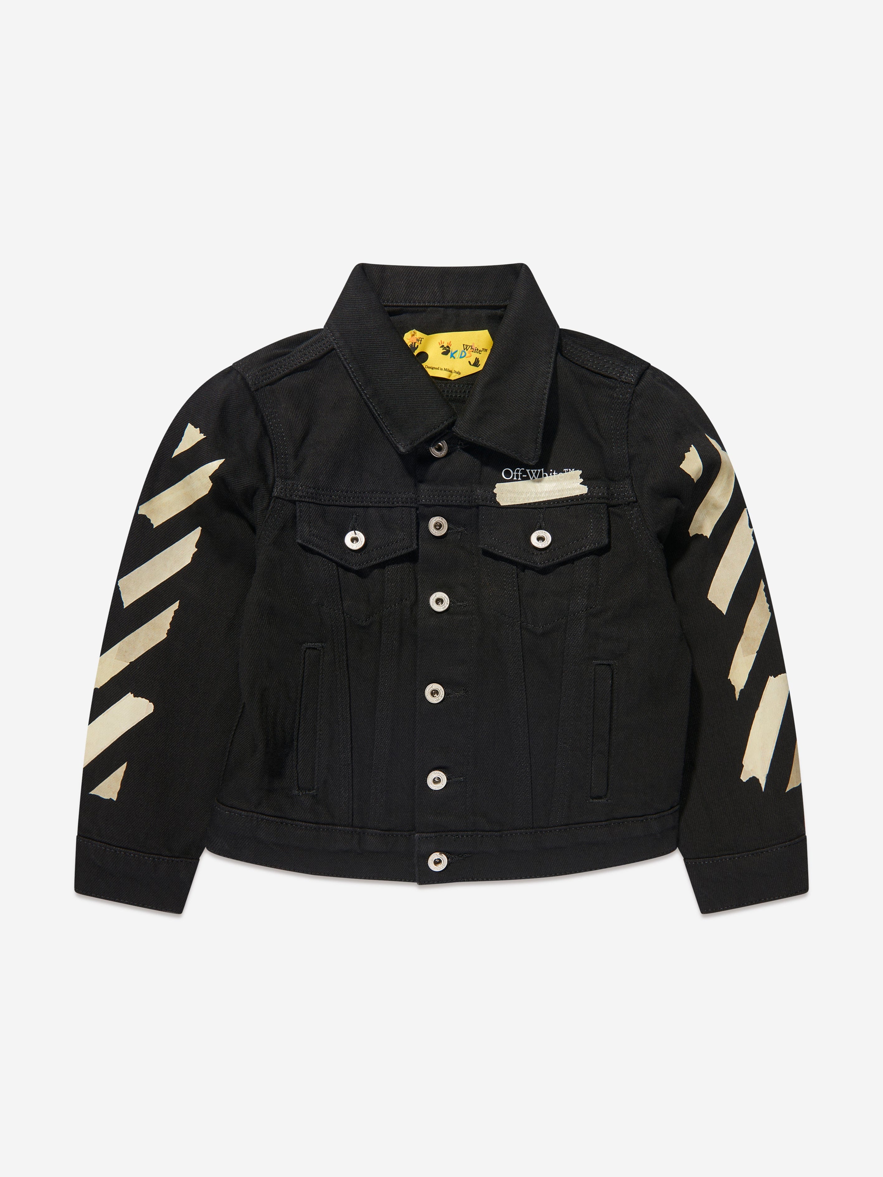 Off-White Boys Paper Tape Arrow Denim Jacket in Black